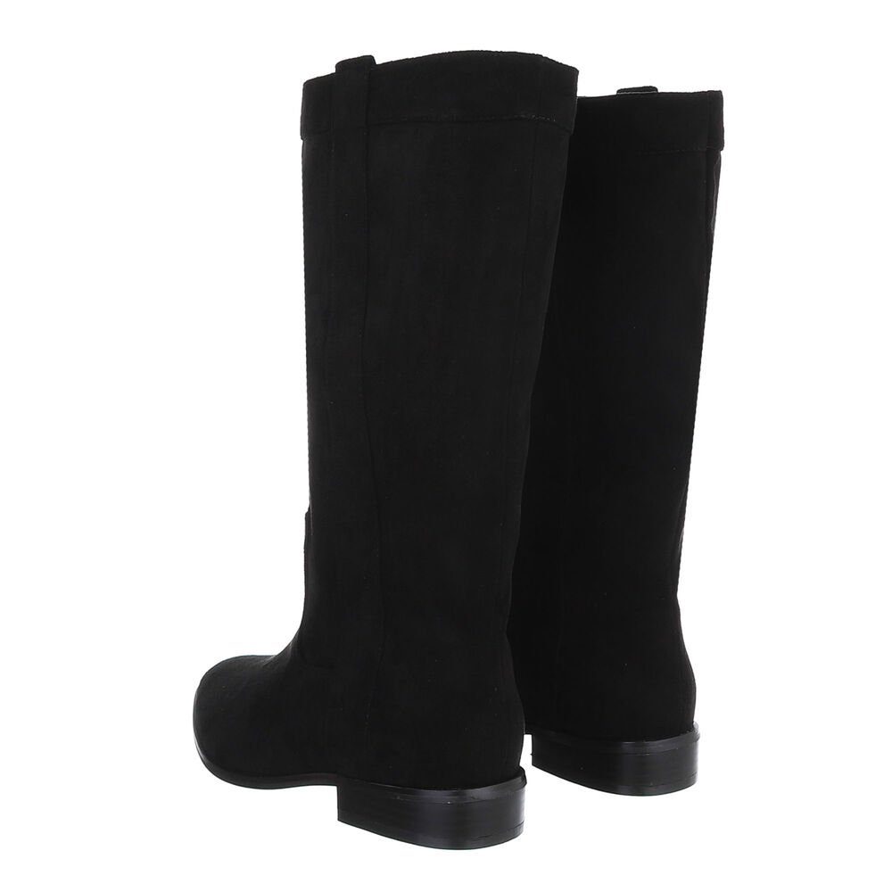 Ital-Design Damen Cowboyboots Western Westernstiefel Blockabsatz Flache Stiefel in Schwarz