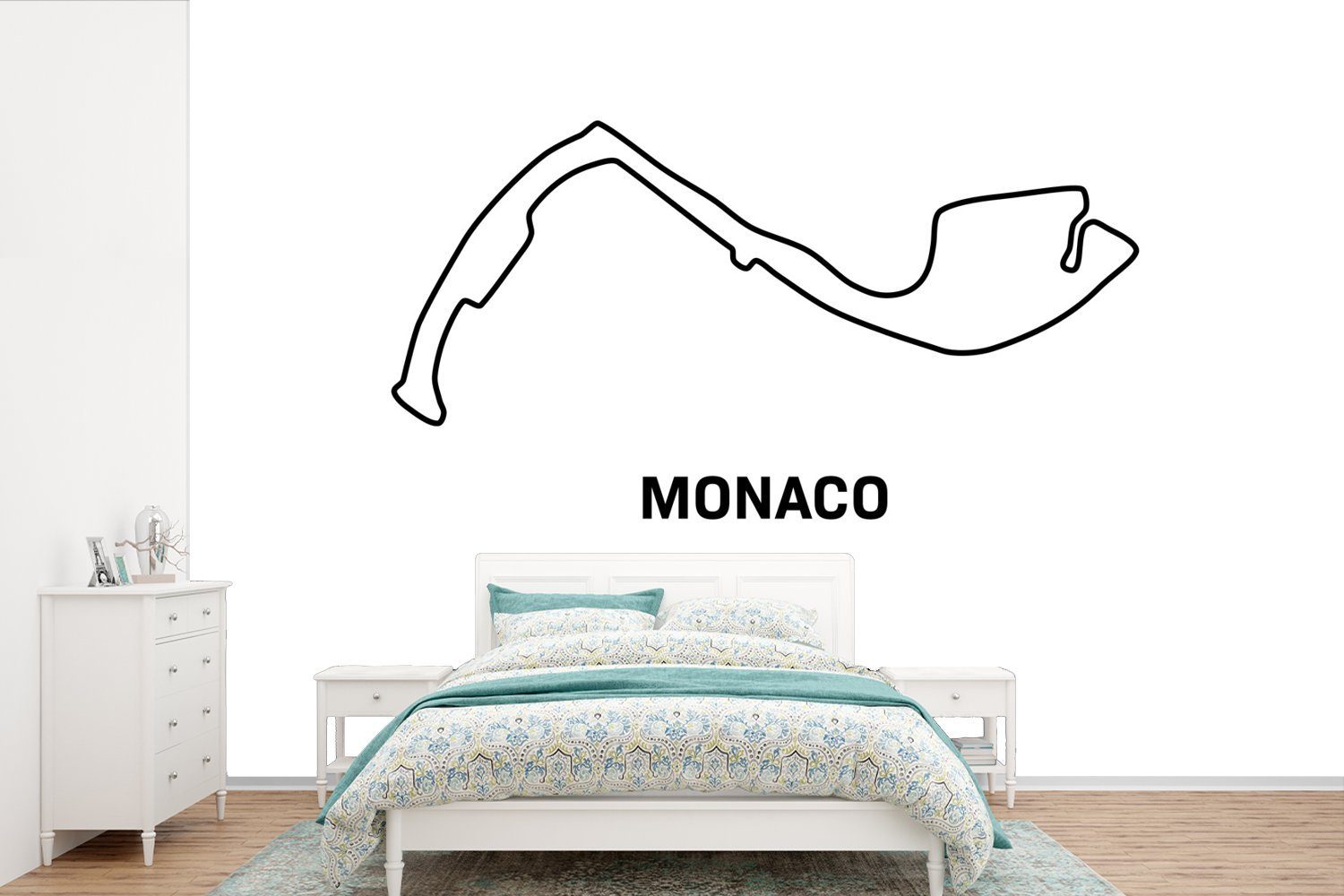 MuchoWow Fototapete F1 - Rennstrecke - Monaco, Matt, bedruckt, (6 St), Wallpaper für Wohnzimmer, Schlafzimmer, Kinderzimmer, Vinyl Tapete