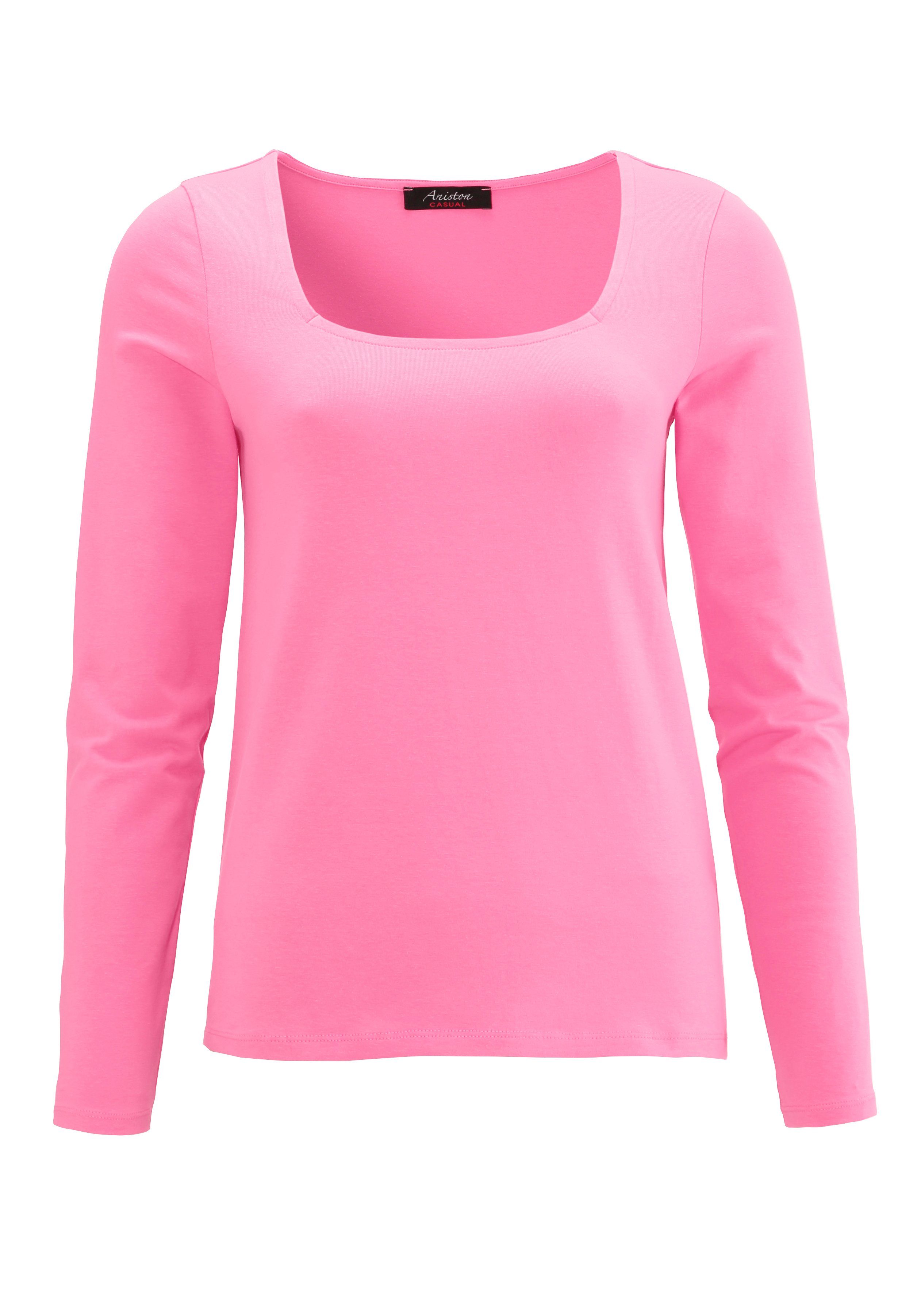 mit pink CASUAL Karree-Ausschnitt Langarmshirt Aniston