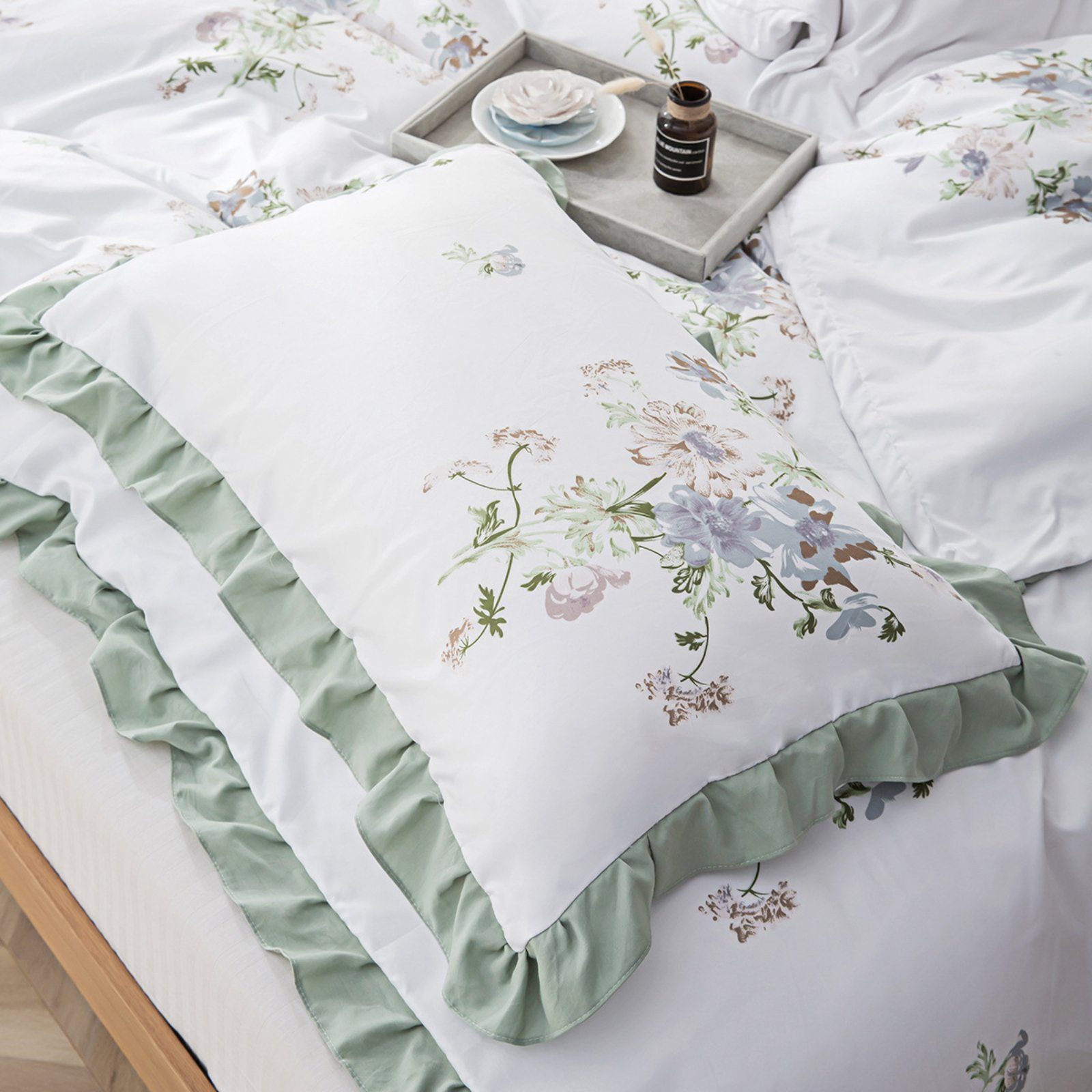 BYSURE Bettwäsche, Polyester, 3 teilig, Romantisch Blümchen Bettwäsche, Weiche