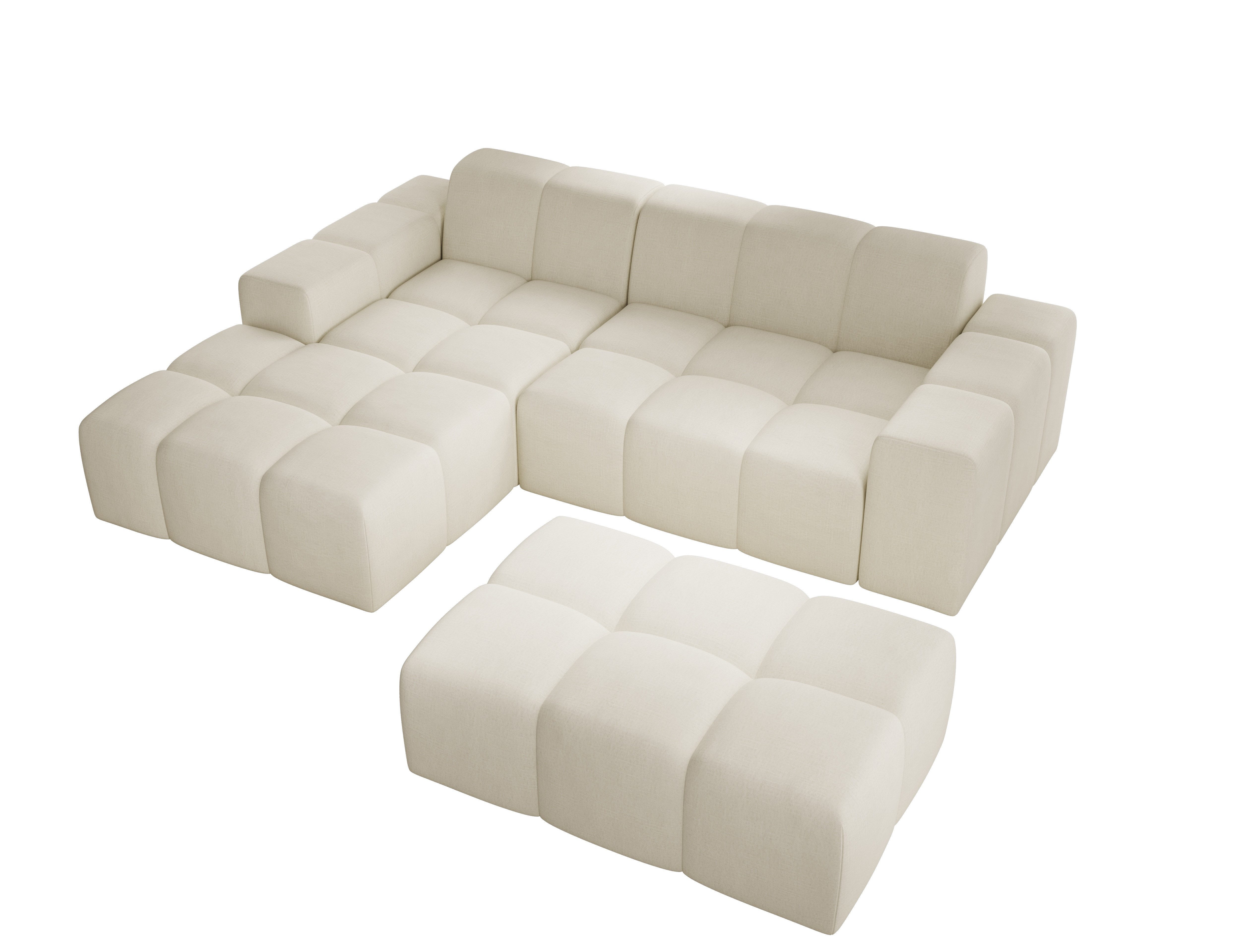 PROMETO Möbel Ecksofa Sofa mit Hocker, Couch L-Form Veloursstoff Fogo günstig online kaufen