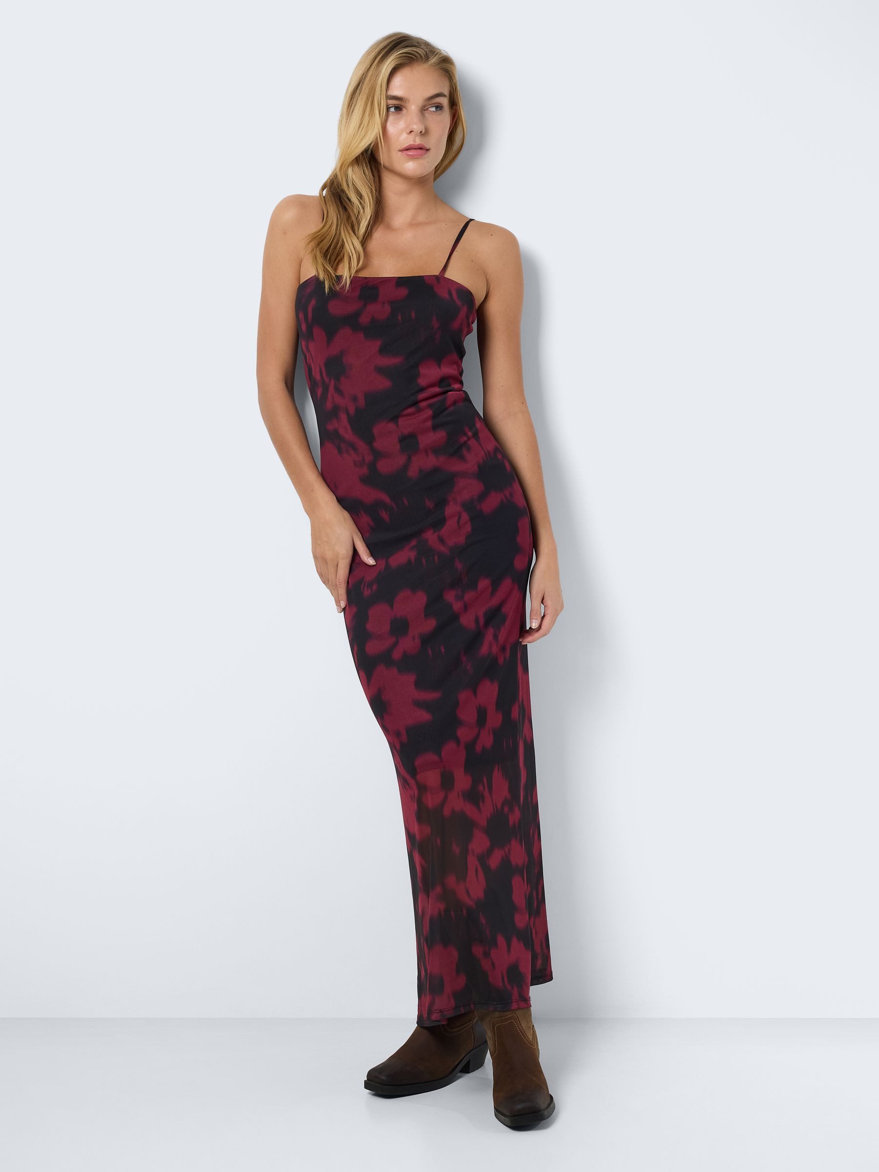 Noisy may Shirtkleid Enger Schnitt Allover-Print Ärmelos (lang) NMROSA S/L MESH ANKLE DRESS VIP LX