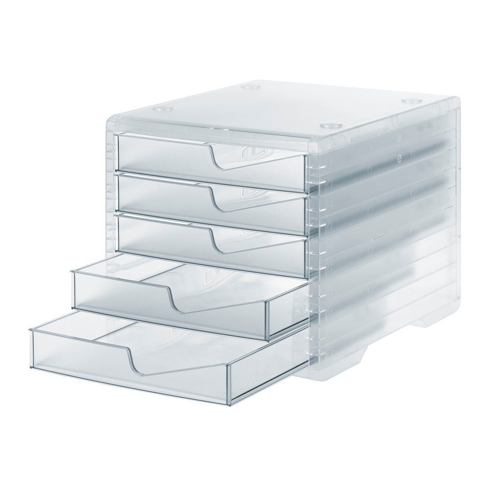 STYRO Schubladenbox 1 Schubladenbox styroswing light 5 Schubfächer  transparent, Stapelbar; Auszugsstopp; Geschlossene Schubladen; Geeignet für  DIN C4