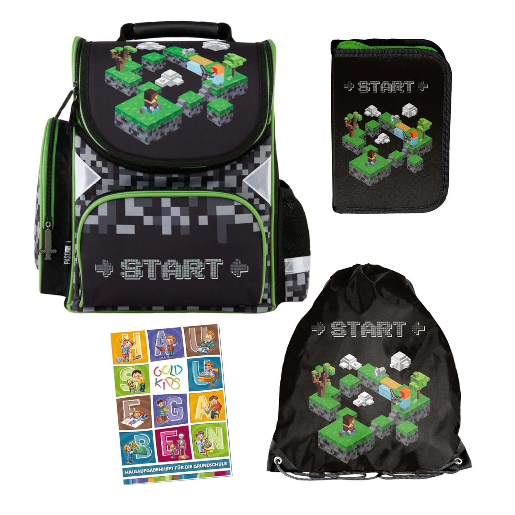 Schulranzen Jungen und Mädchen, 4er-Set - Schul-Rucksack für