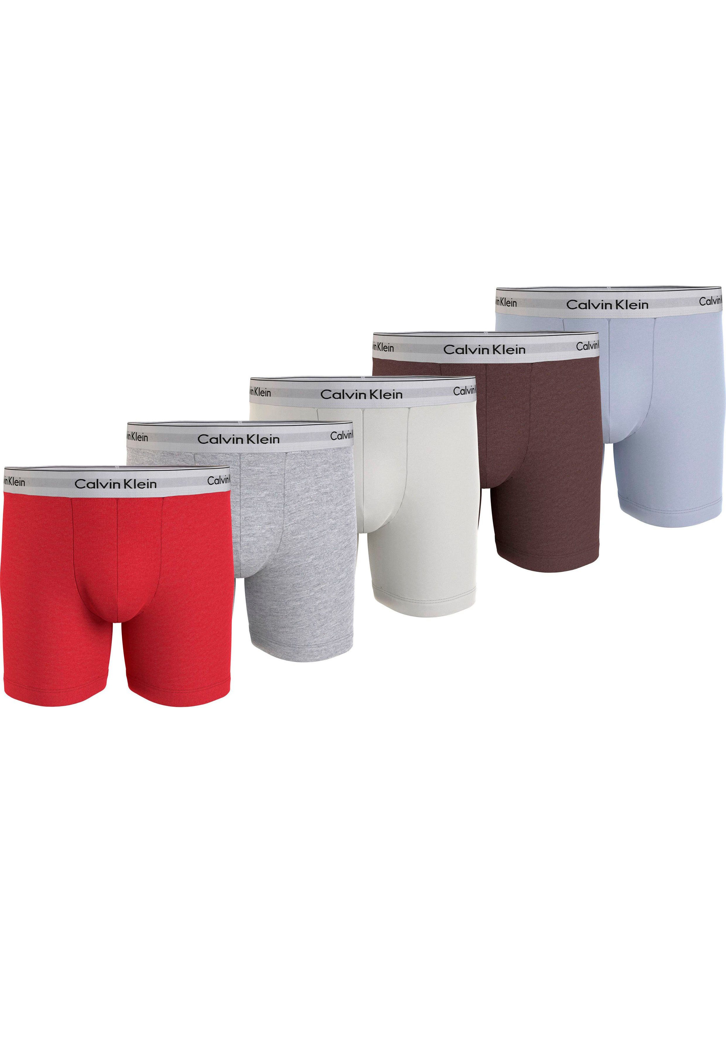 Underwear Calvin BOXER 5er-Pack) mit Logo-Elastikbund längerem Boxer (Packung, Klein & Bein BRIEF 5PK