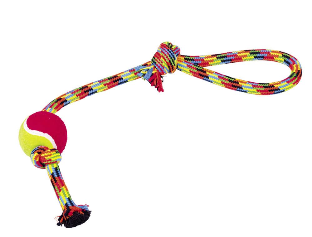 Nobby Tierball Nobby Spielseil doppelt bunt mit Ball ca. 47cm
