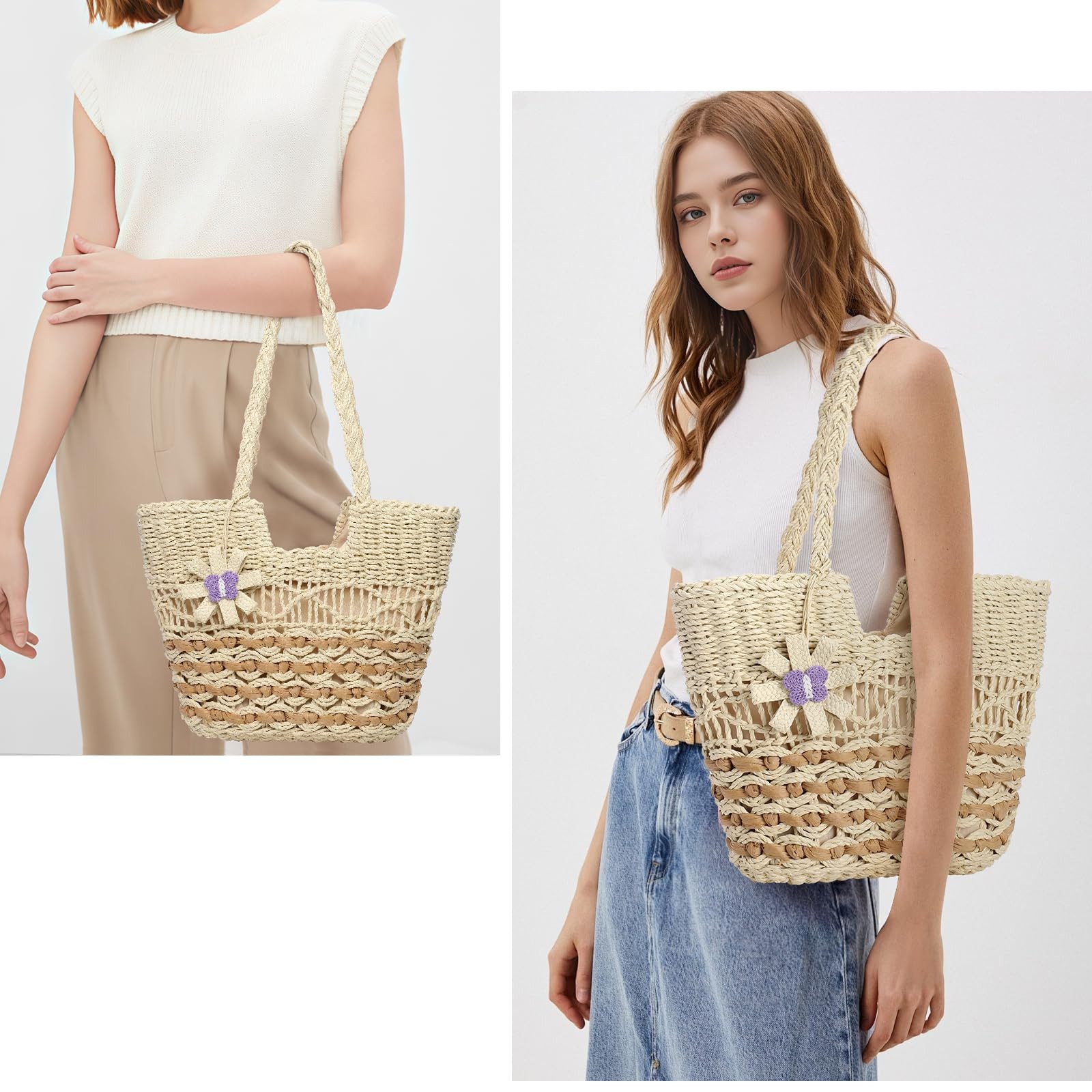 Coonoor Strandtasche Strandtaschen Damen, Sommer Strohtasche, Gewebte Stroh günstig online kaufen