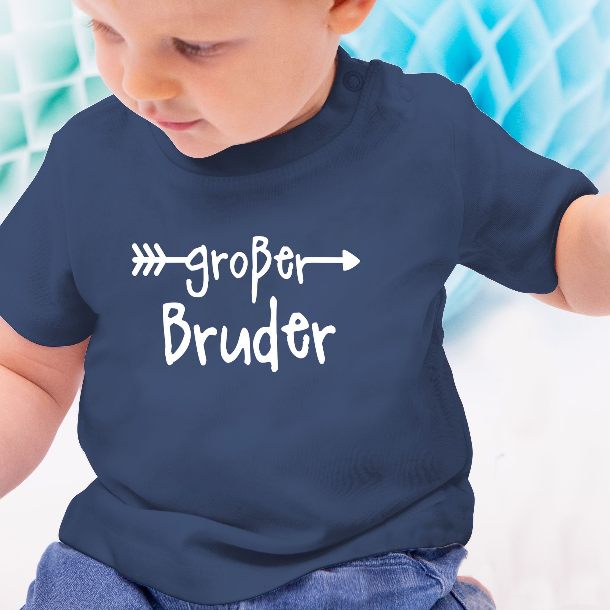 Großer Bruder Blau Navy T-Shirt Großer Shirtracer Bruder 1