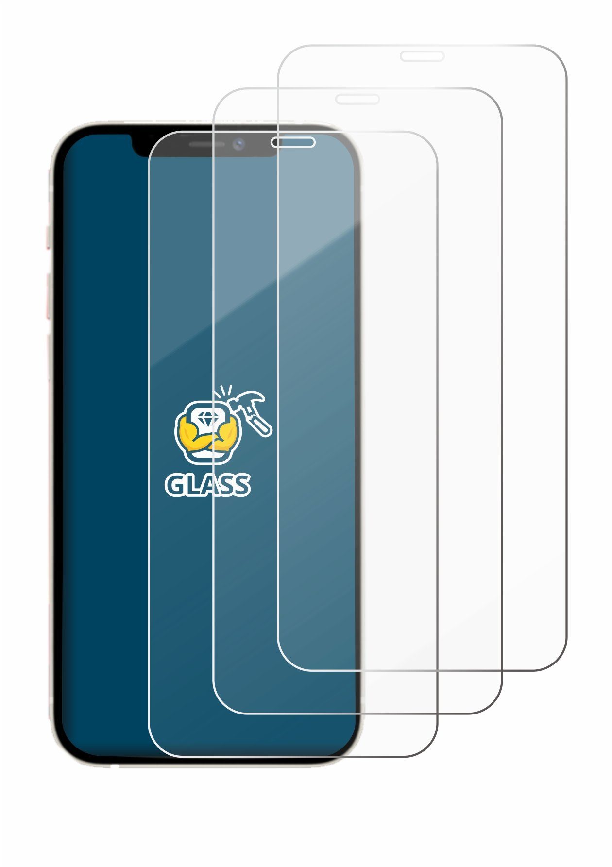 BROTECT Displayschutzglas Schutzglas für Apple iPhone 12, 3 Stück, Displayschutz 9H Schutz Glas Klar Transparent