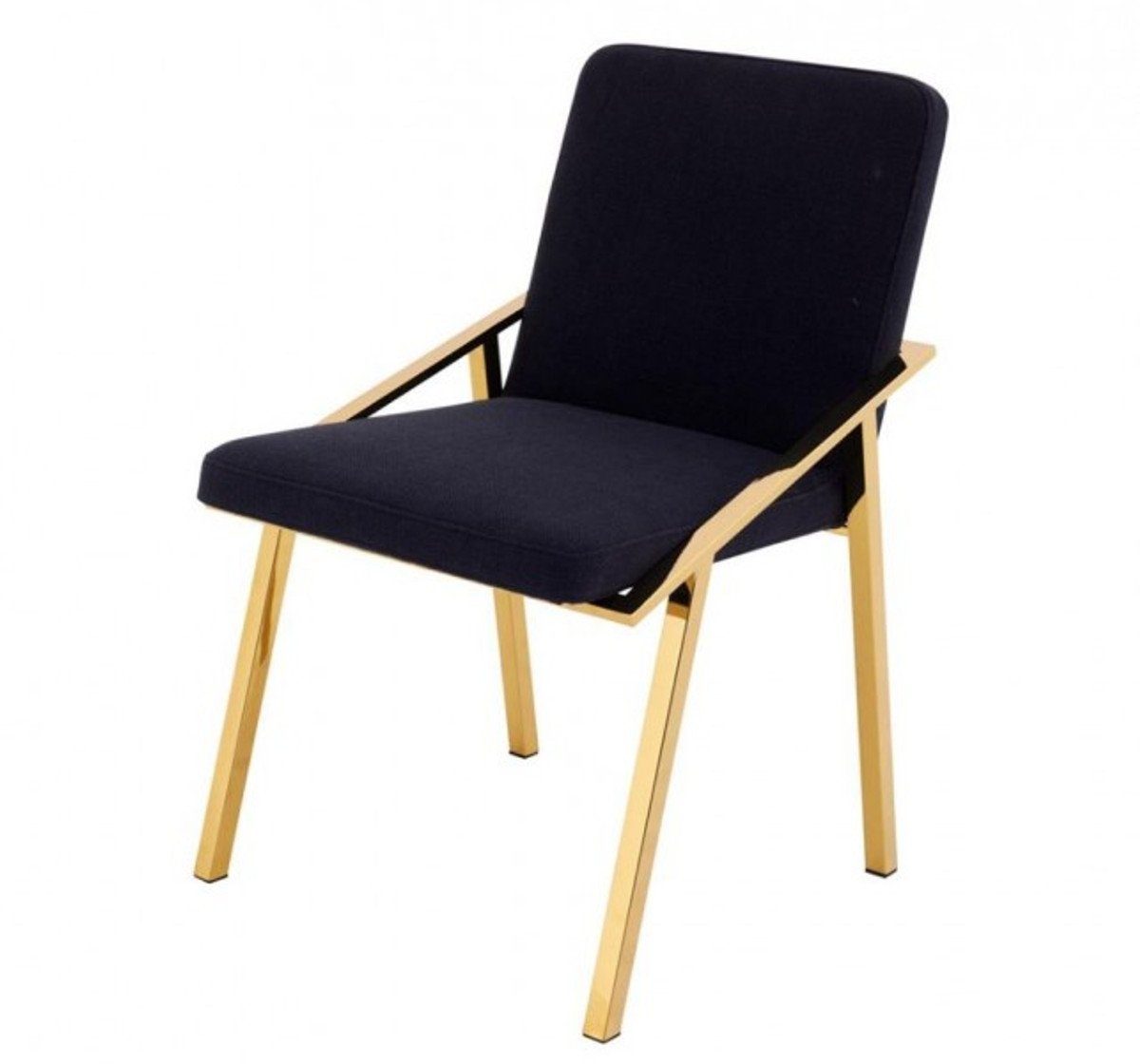 Casa Padrino Besucherstuhl Designer Gold - Kollektion Stuhl Luxus Luxus Schwarz