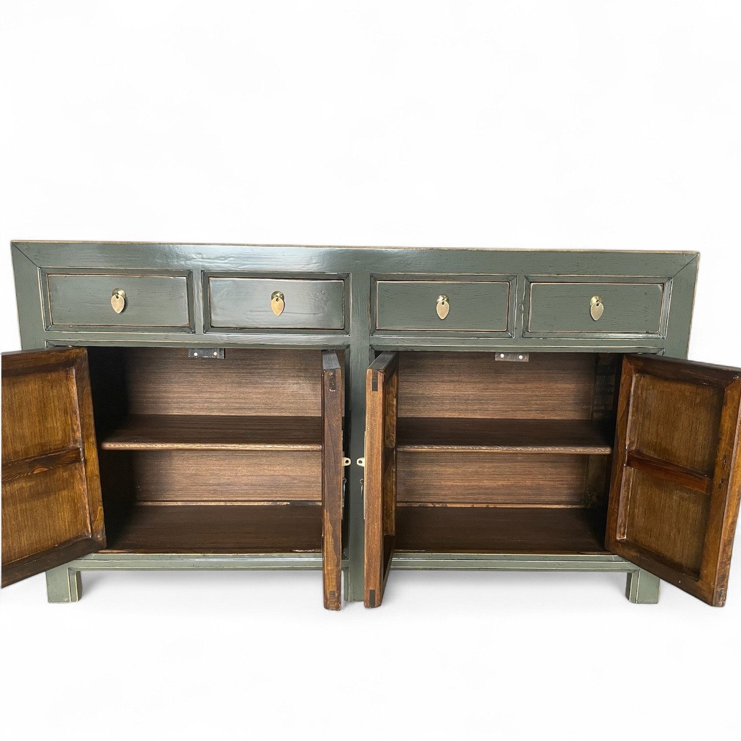 OPIUM OUTLET Sideboard Kommode Schrank Hochzeitsschrank Asia Möbel (Breite x Tiefe x Höhe: 150 cm x 40 cm x 85 cm, komplett montiert, grau), chinesisch asiatisch orientalisch vintage