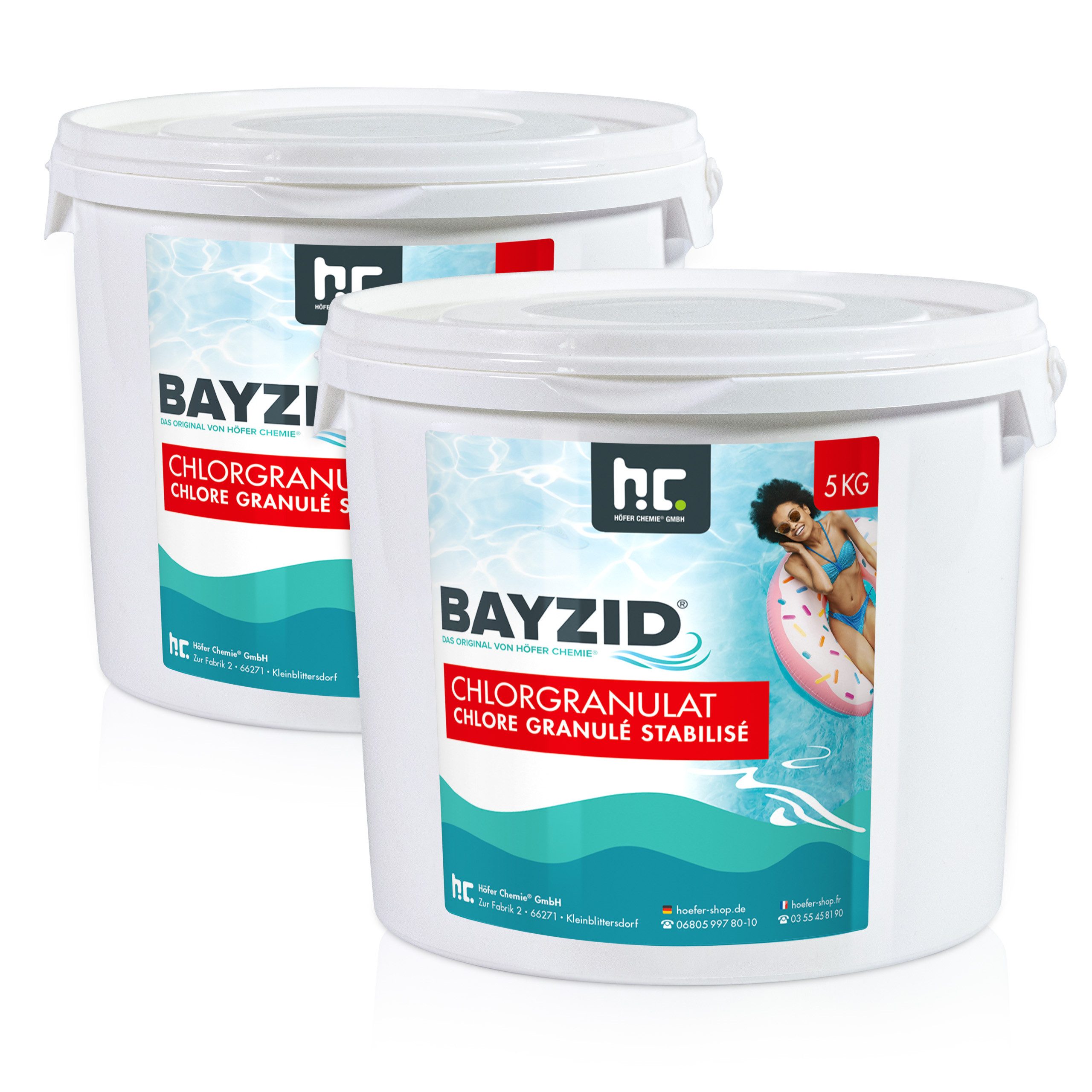 Höfer Chemie GmbH Chlorgranulat 2x 5 kg BAYZID® Chlorgranulat für Pools, Schnell löslich für zuverlässige Desinfektion