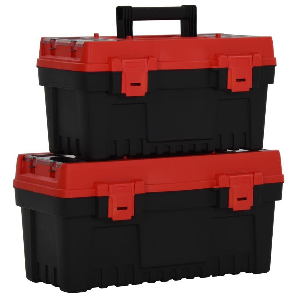 Werkzeugbox 2-tlg. Werkzeugbox-Set Schwarz und Rot Polypropylen