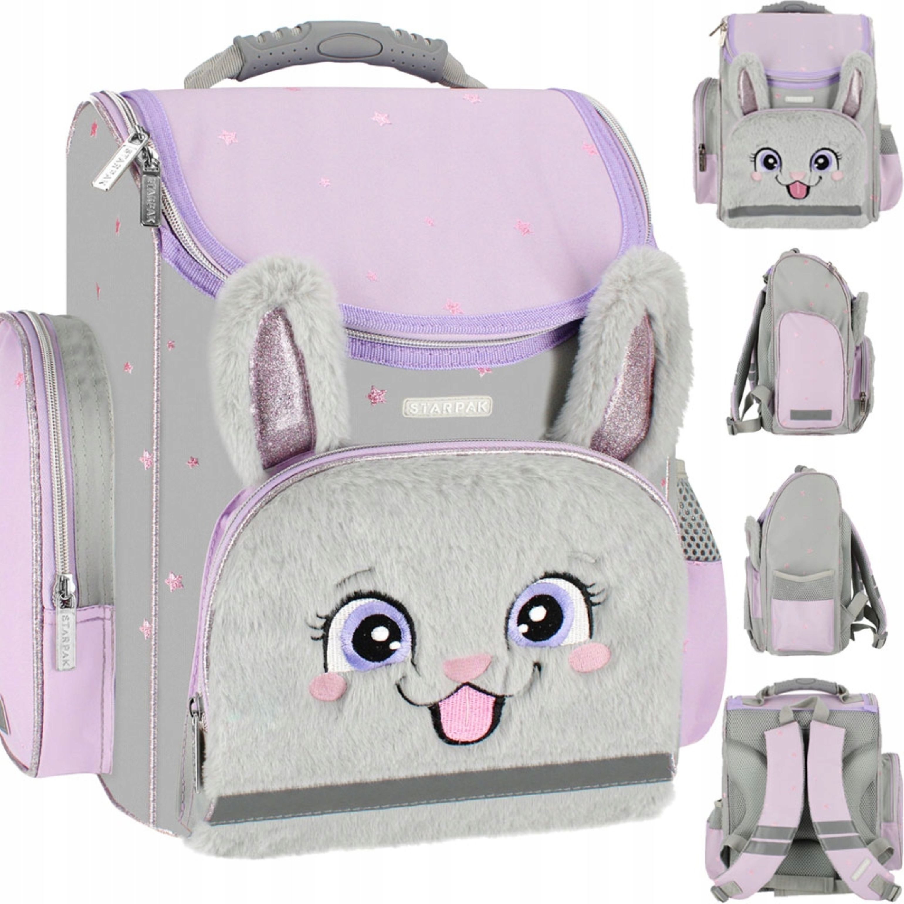 Starpak Schulranzen Mädchen Schulranzen Hase mit Fell, Reflektoren, Klasse 1–3, Starpak