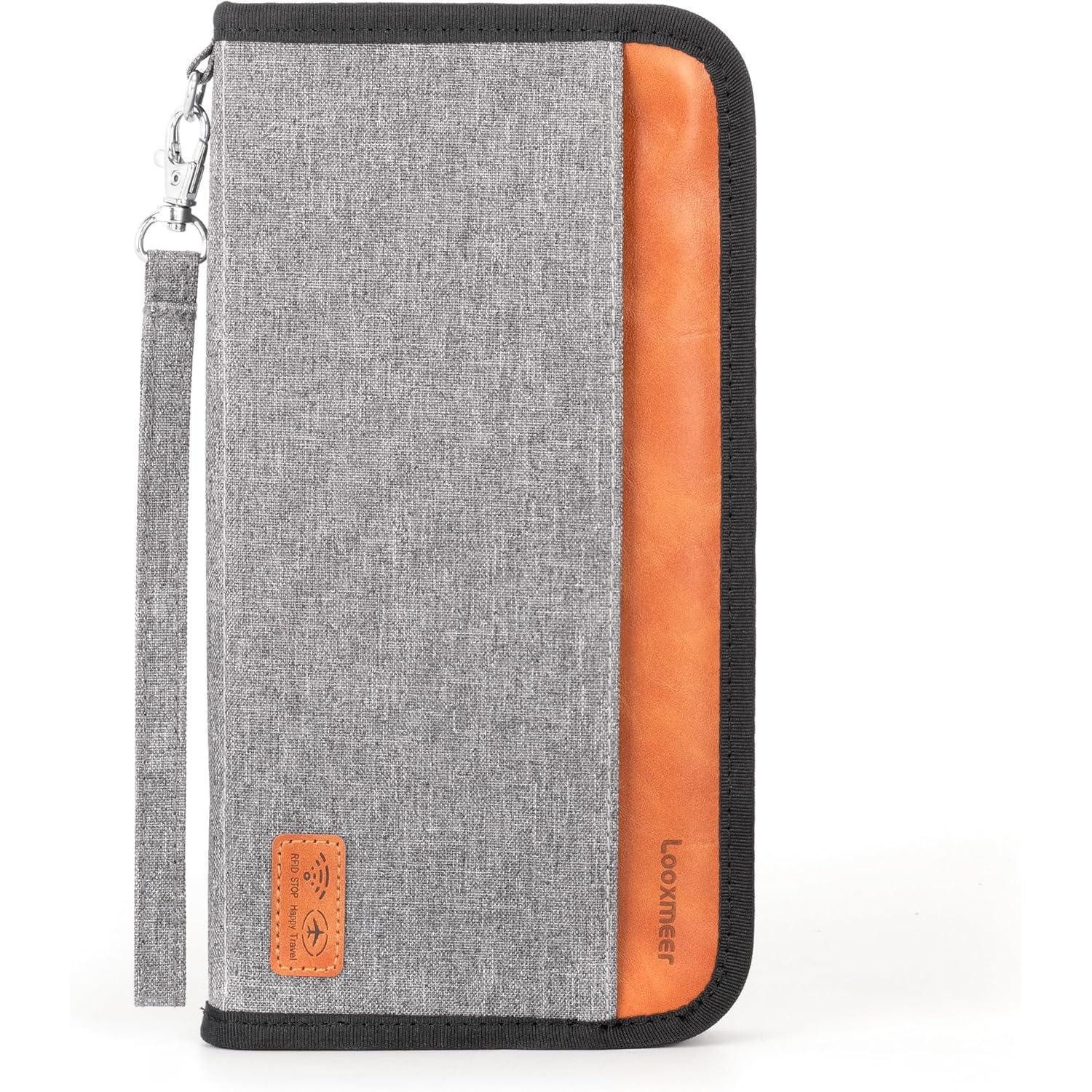 Dokumententasche Reisepasshülle RFID Blocker Reiseorganizer Ausweistasche Grau+braun
