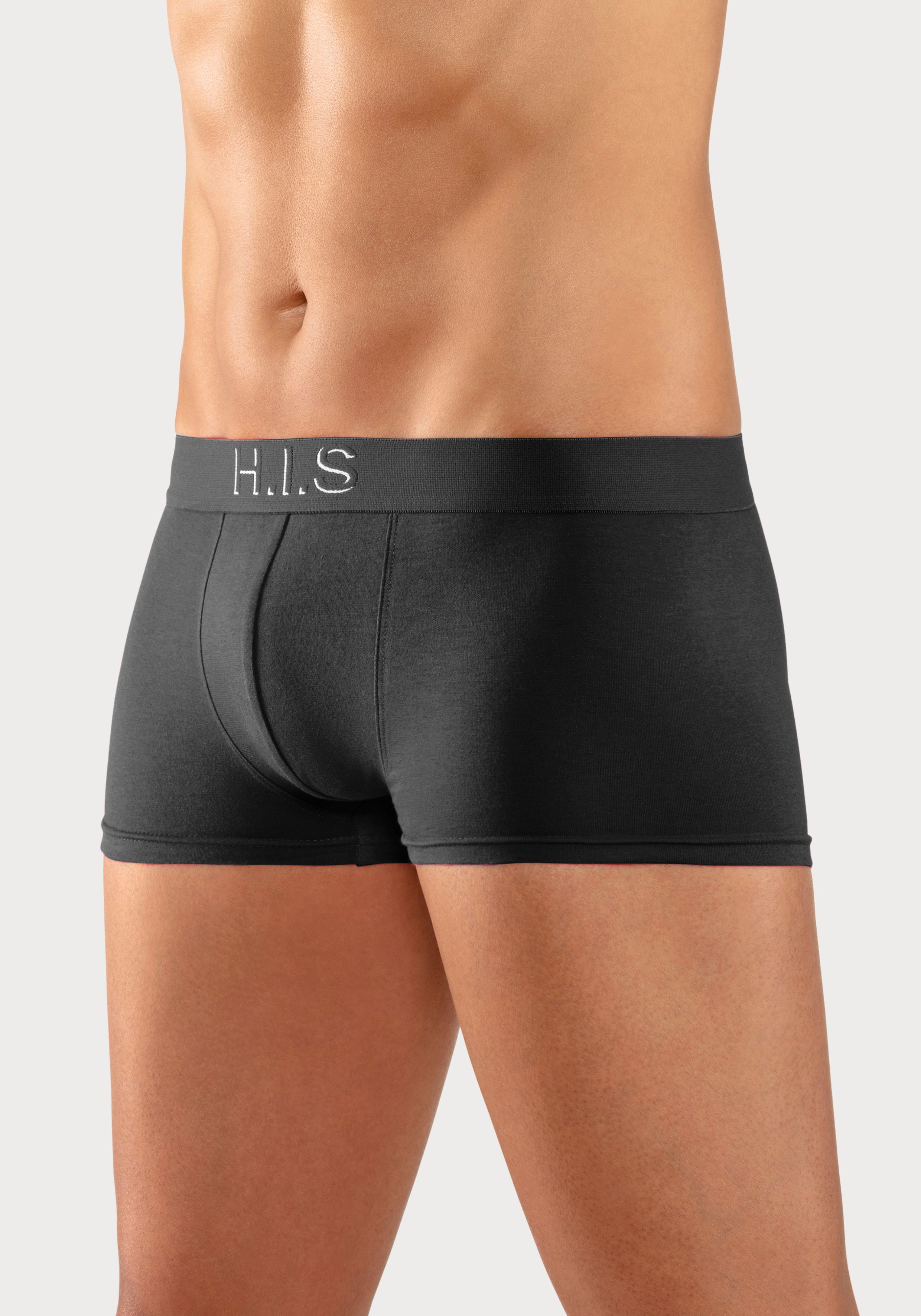 H.I.S Hipster (Packung, 5-St) knapp sitzende Boxershorts am Webbund mit Logoschriftzug mit 3D Effekt
