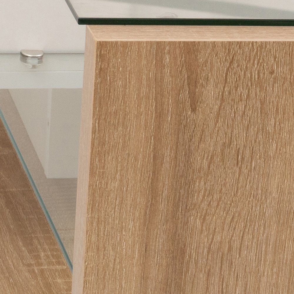 Celya TV-Schrank Glastrennwände und variable Board Natur Fernsehtisch LED-Beleuchtung, Hochglanz-Wohnzimmermöbel Lowboards, TV