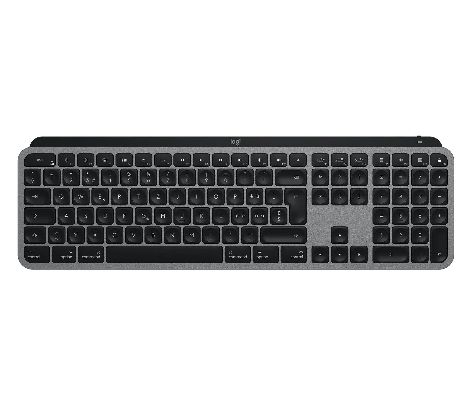 MX Keys für MAC Wireless Tastatur USB-C/Bluetooth –Schweizer QWERTZ Apple-Tastatur