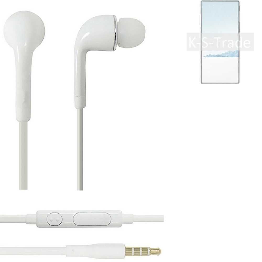 K-S-Trade für nubia Z50 Ultra In-Ear-Kopfhörer (Kopfhörer Headset mit Mikrofon u Lautstärkeregler weiß 3,5mm)