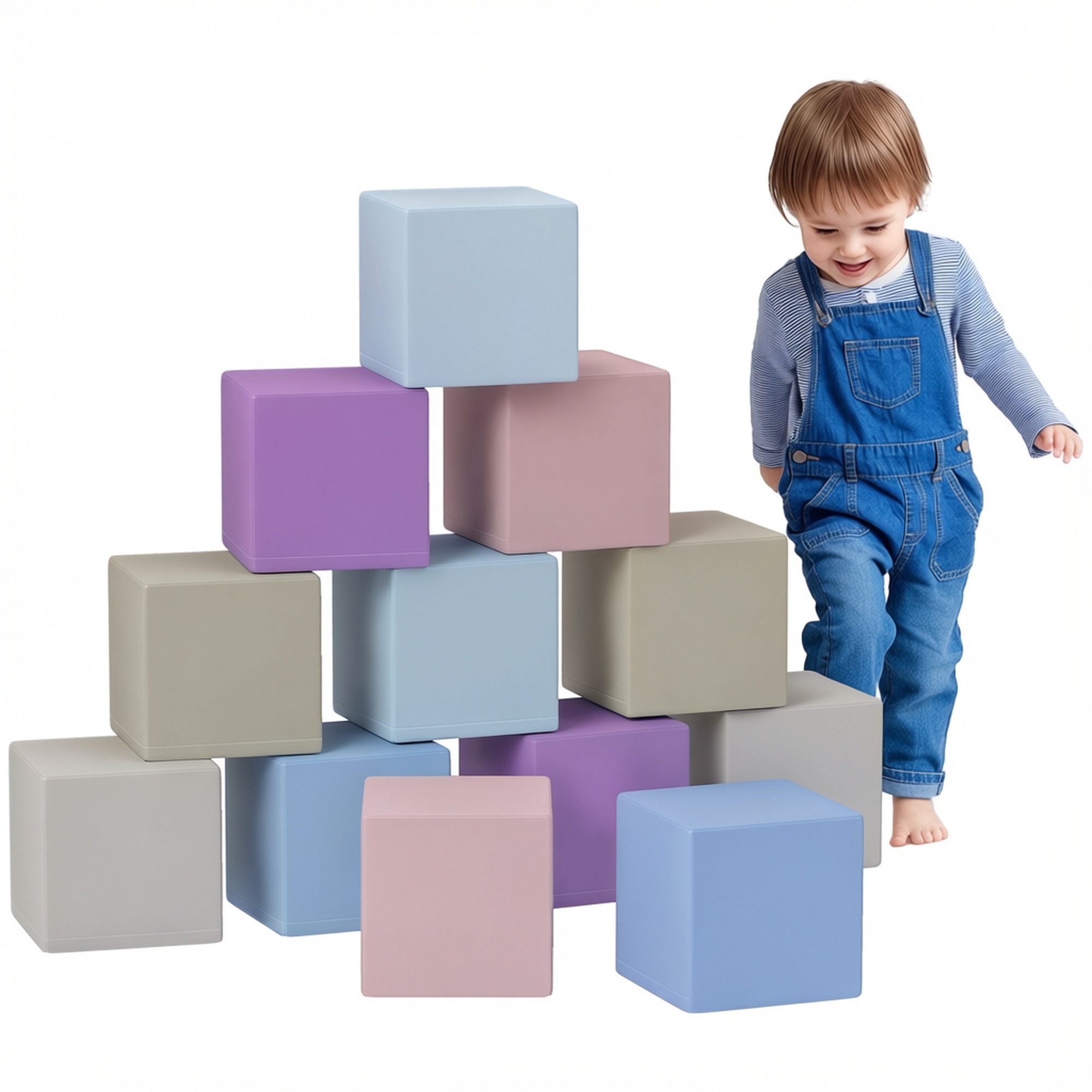 HOMCOM Softbausteine Riesenbausteine Bausteinset Rot+Gelb Spielbausteine, (Bauspielzeug, 12 St., Schaumstoff Bausteine), Schaumstoffblöcke für 1-3 Jahre alt Kinder