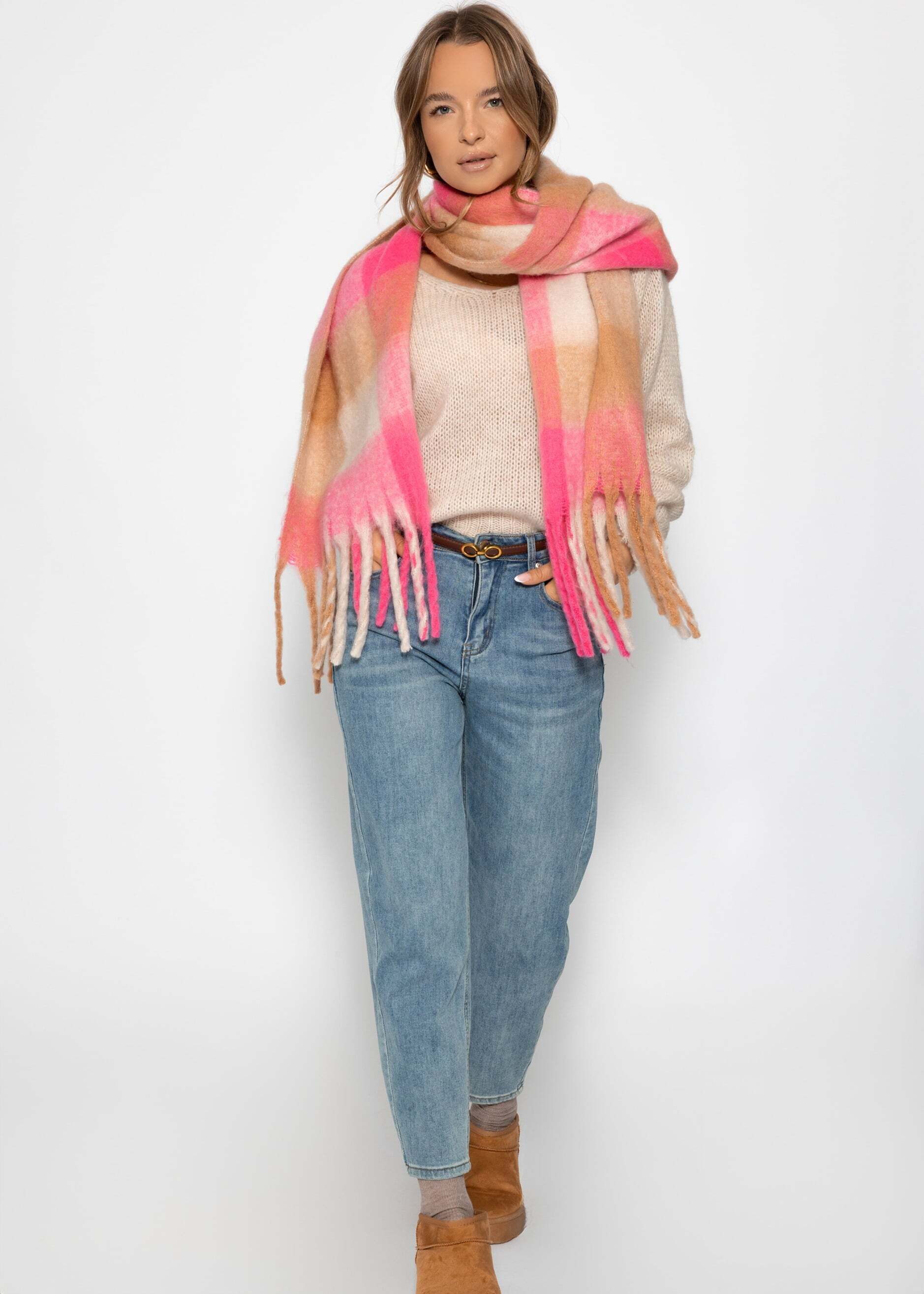 SASSYCLASSY Strickpullover Pullover mit V-Ausschnitt für Damen Weicher Strickpullover mit Rippbündchen Grün Grau Beige Rosa Schwarz