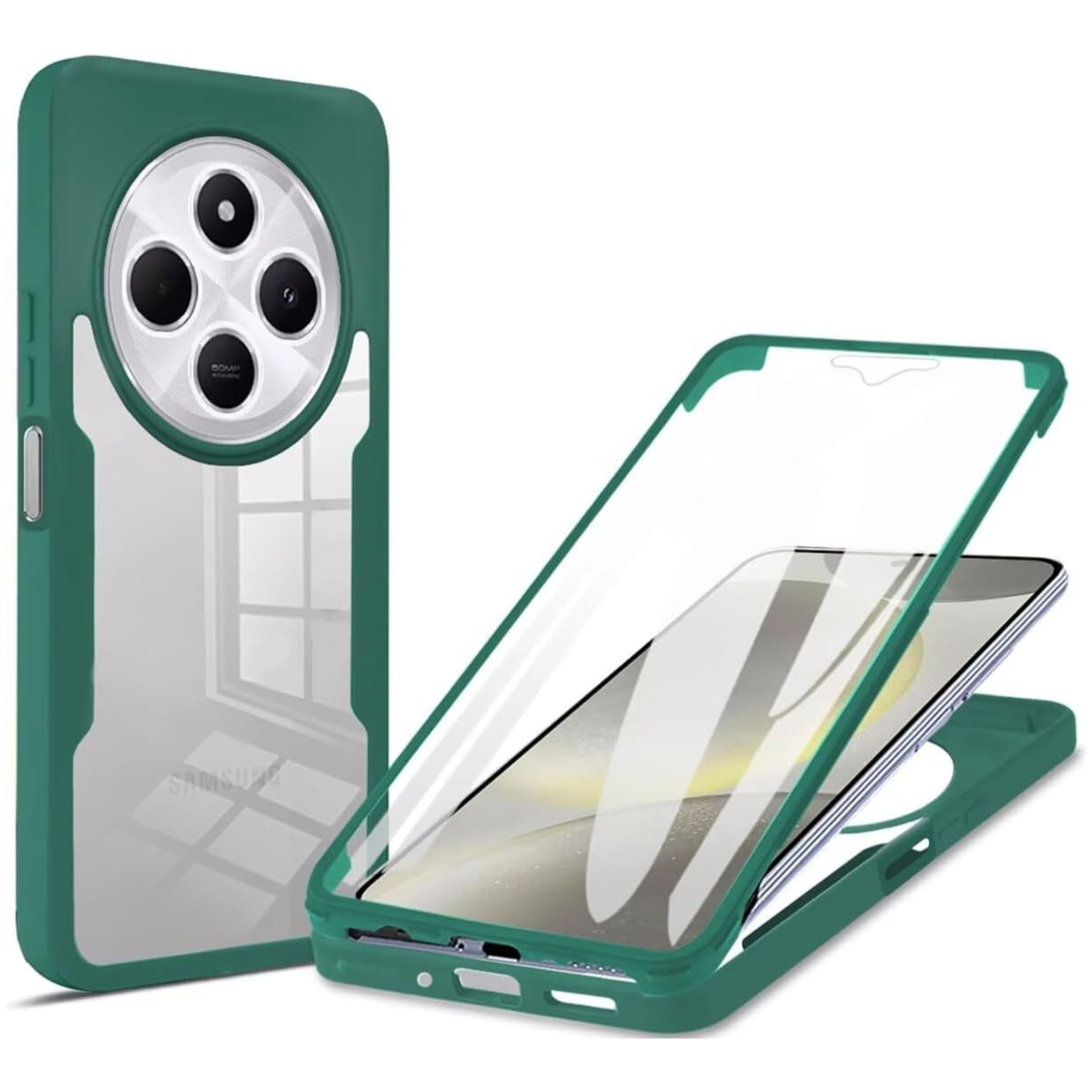 Wigento Handyhülle 360 Grad für Honor Magic 8 Lite Full Display & Kameraschutz Grün 6,78 Zoll, 360 Grad Schutz, stoßdämpfend, robust