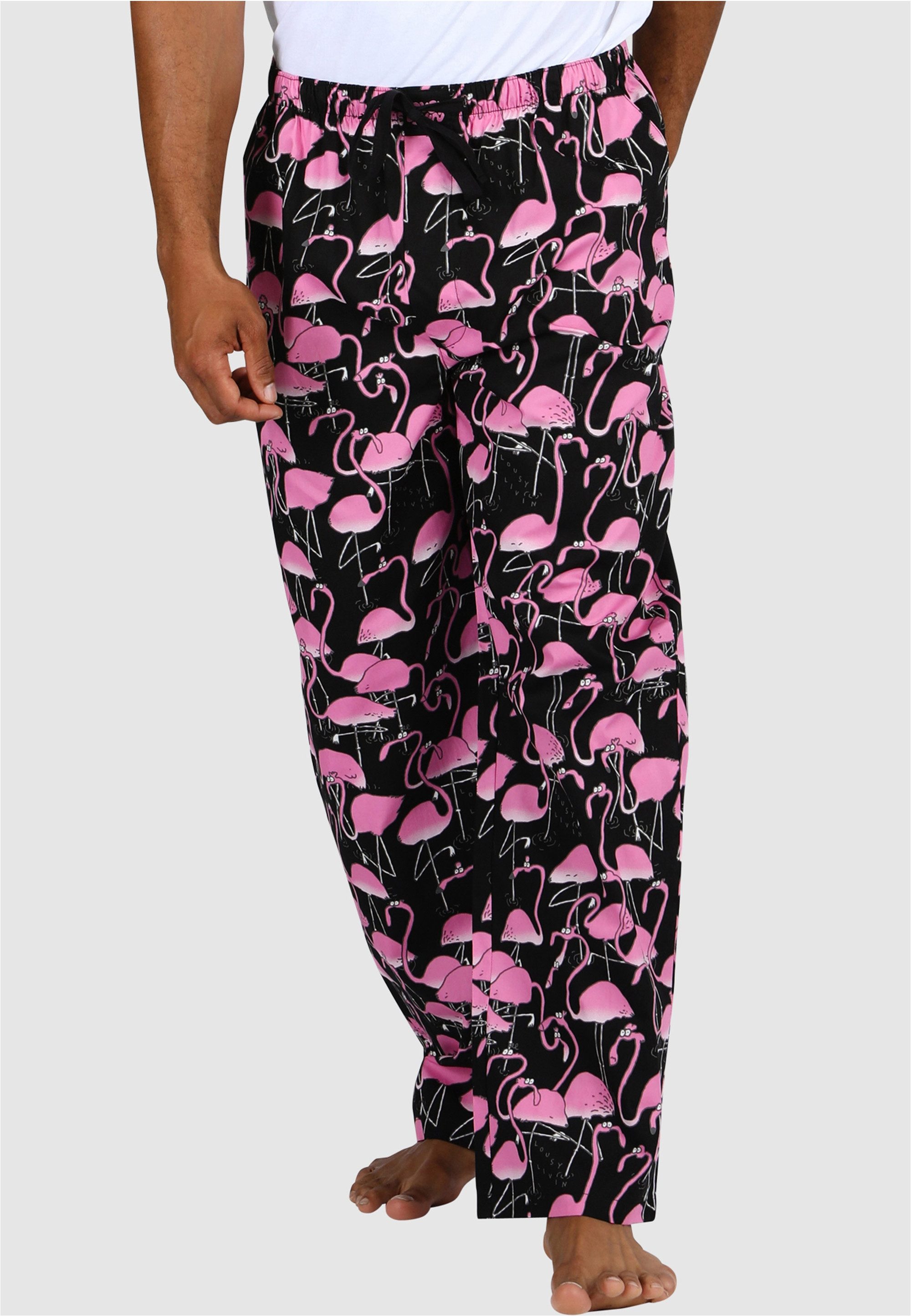 Lousy Livin Schlafhose Greater Flamingos mit buntem Allover-Print