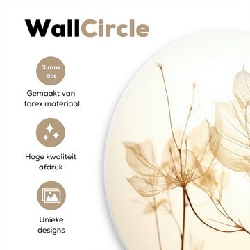 MuchoWow Gemälde Getrocknete Blumen - Beige - Pflanzen - Weiß, (1 St), Kreis Wanddekoration Forex, Rundes Wandbild, Wohnzimmer, 30x30 cm