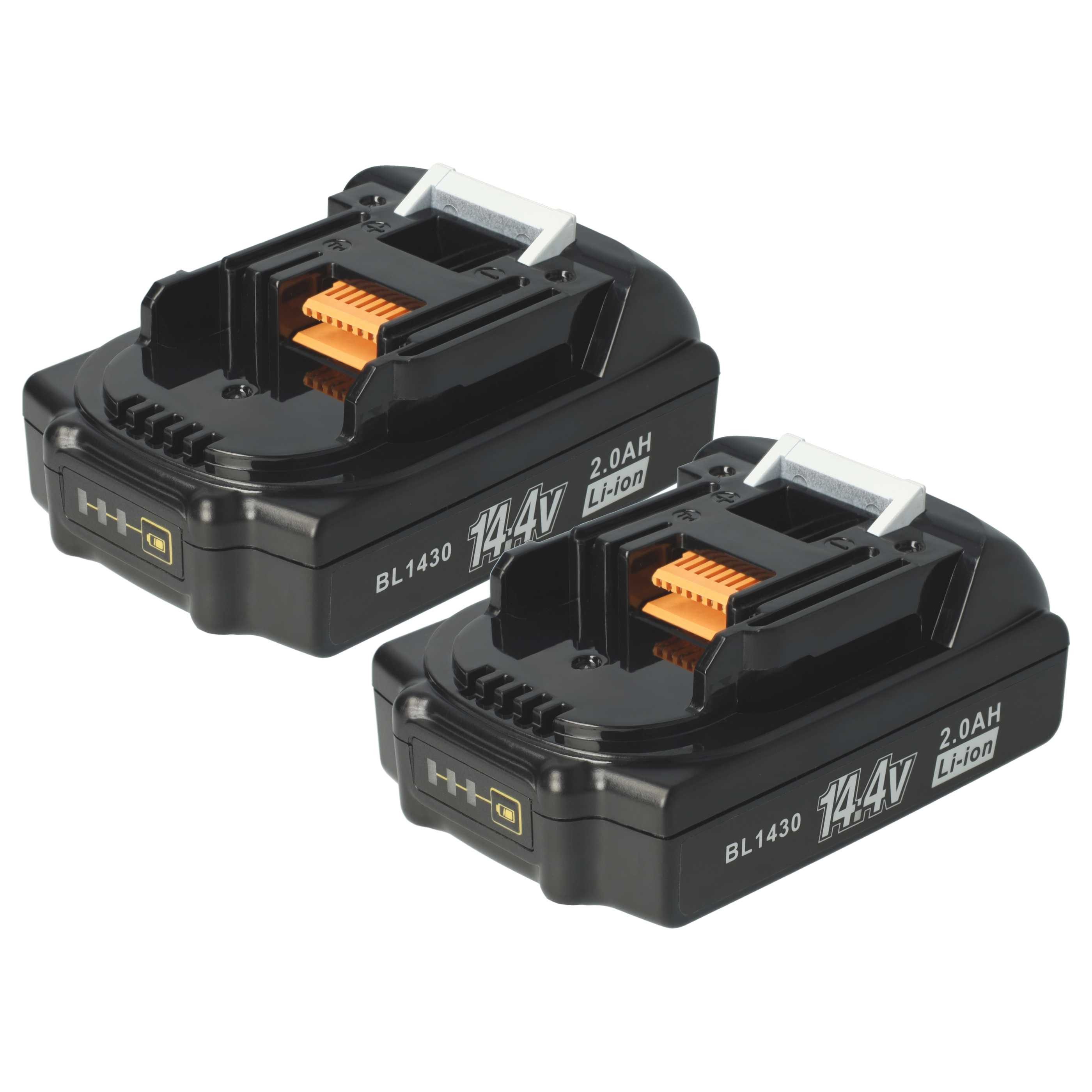 vhbw Akku passend für Makita TW152DZ Elektrowerkzeug (2 Ah, 14,4 V, Li-Ion) Akku Akku Li-Ion 2000 mAh (14,4 V, 2 St), Leistungsfähige Austausch-Akkus für Werkzeug Powertools wie