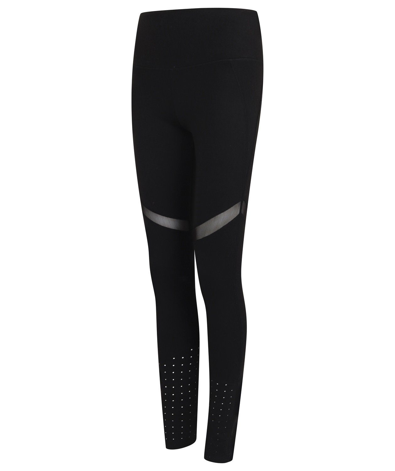 Tombo Leggings Damen Leggings mit Mesh-Streifen vorne u. hinten am Oberschenkel Blickdichtes Stretch-Gewebe - Gr. XS bis XXL