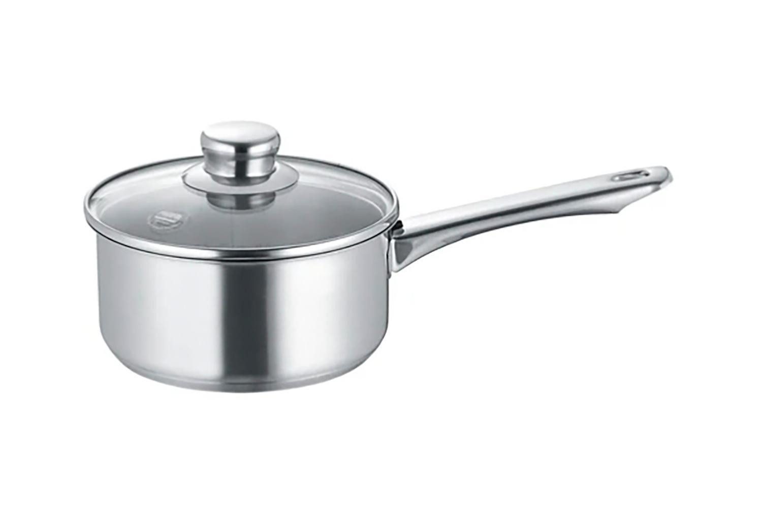 Berndes Kochtopf NEW ROMA, Ø 16 cm, mit Glasdeckel, Edelstahl 18/10, mit Stielgriff, Induktion