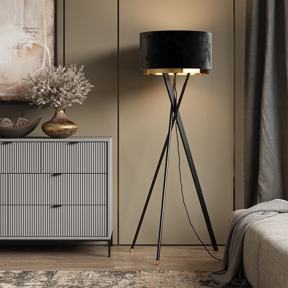 Vicco Stehlampe Goldamo, Schwarz/Gold günstig online kaufen