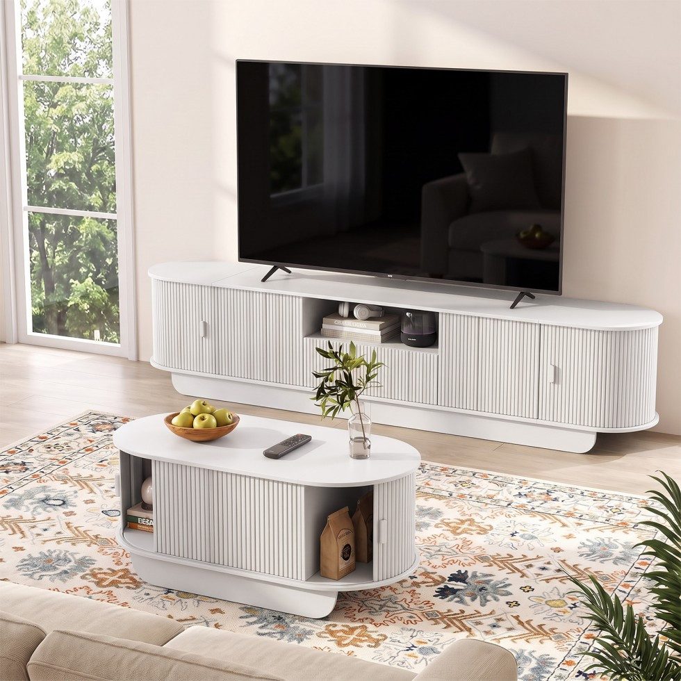 SVEYLXA Couchtisch Höhenverstellbarer mit Stauraum & Schiebetüren, Lift-Top (1-St) – Bild 3 von 5
