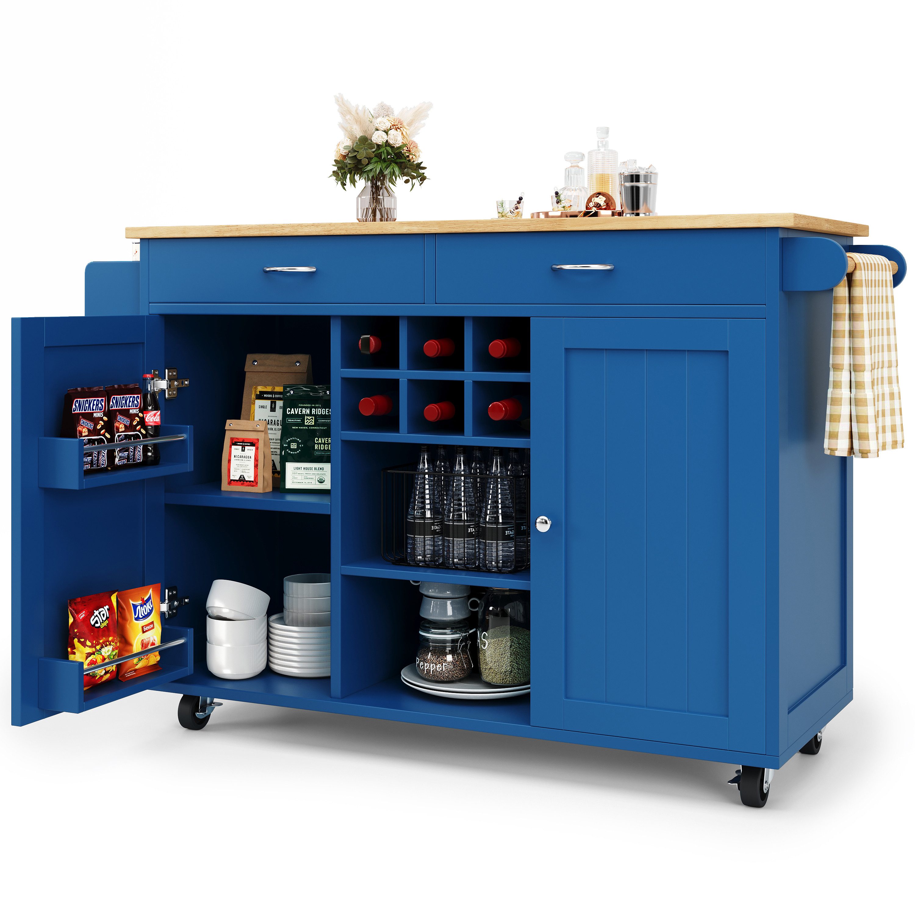 MODFU Küchenwagen Multifunktionale Kücheninsel,Küchewagen, mit 2 günstig online kaufen