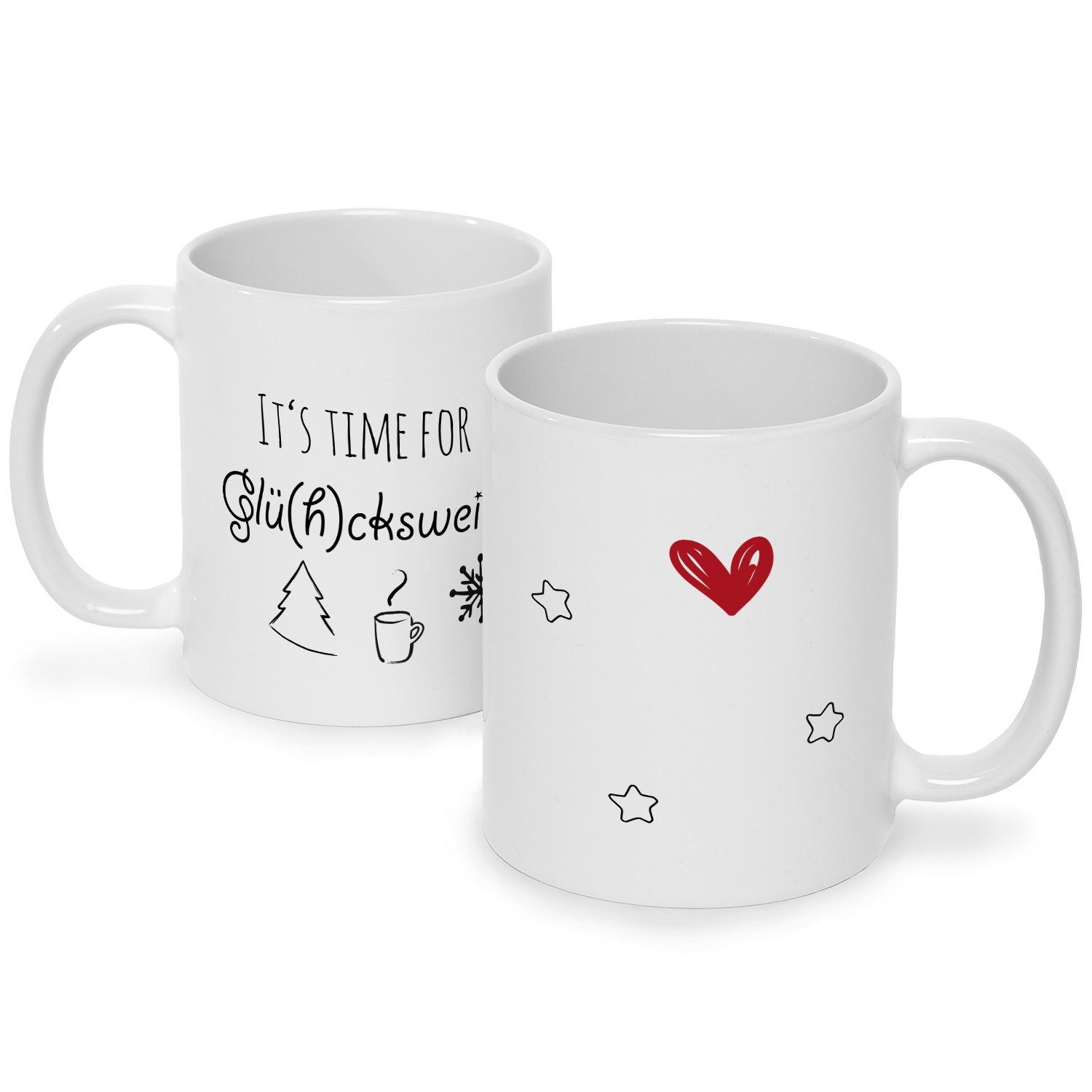 GRAVURZEILE Tasse Bedruckte Tasse mit Weihnachtsmotiv - Its time for Glühckswein, Glühwein Tasse als Geschenk für Freund Freundin
