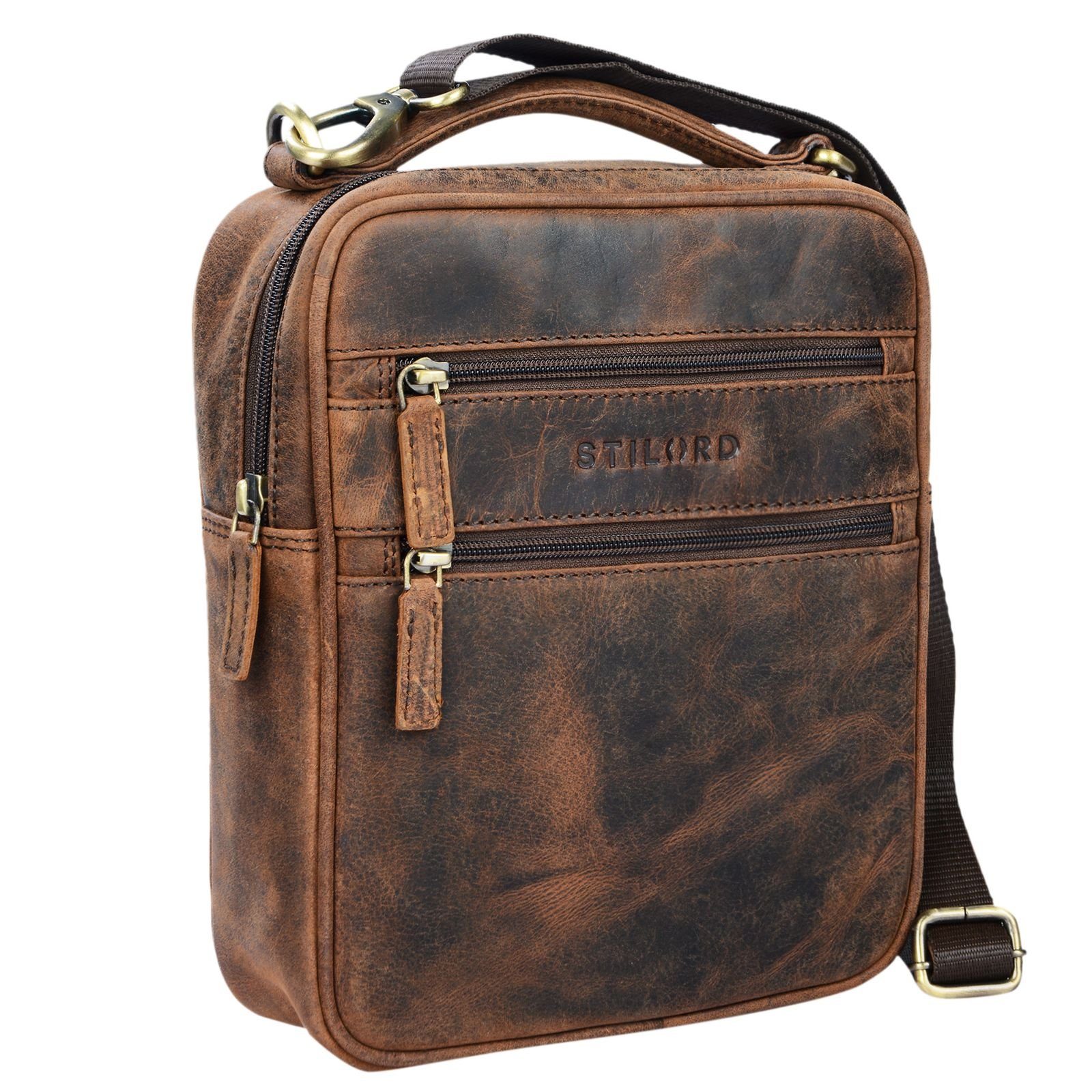 Handtasche "Mats" - Herren braun Vintage STILORD sepia Leder Messenger Bag