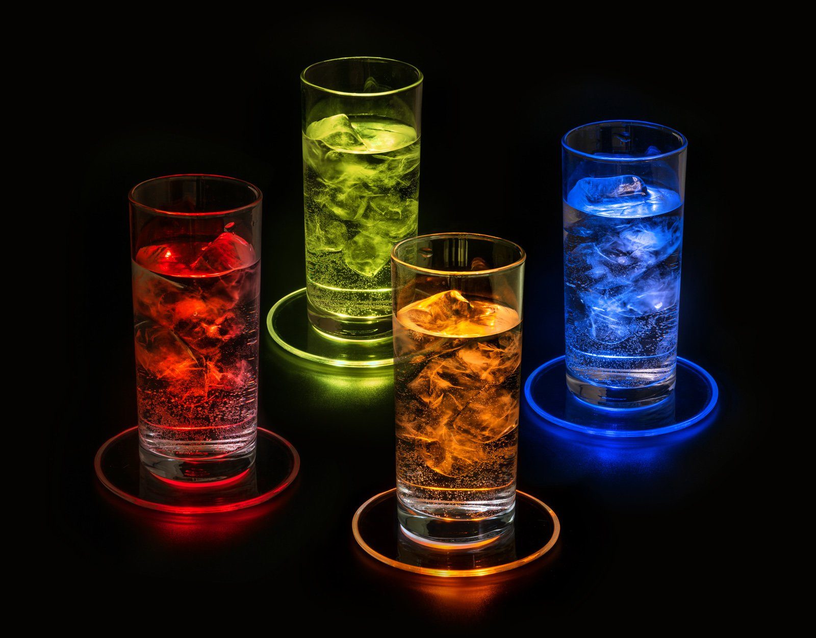 PRECORN Dekolicht 2er LED Untersetzer Bierdeckel Leuchtend f. Getränke Gläser Flaschen