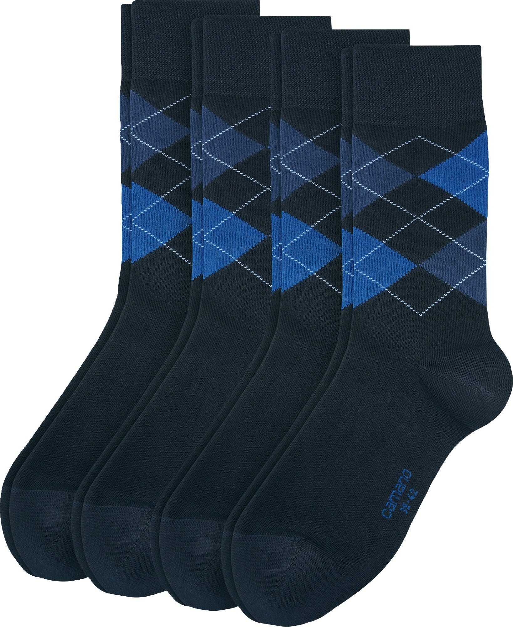 4 Camano gemustert blau Herren-Socken Paar Socken