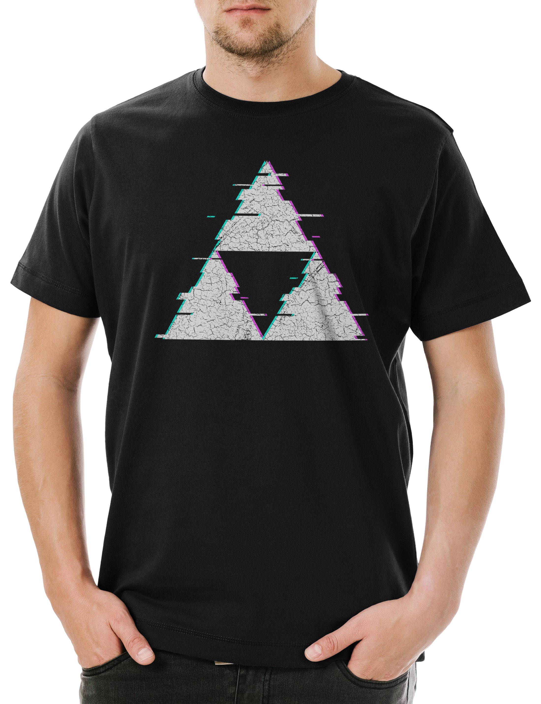 Urban Backwoods Print-Shirt Triforce Glitch Herren T-Shirt Symbol Sign Logo Insignia Golden Power (1-tlg) Zelda The Hyrule Goddesses