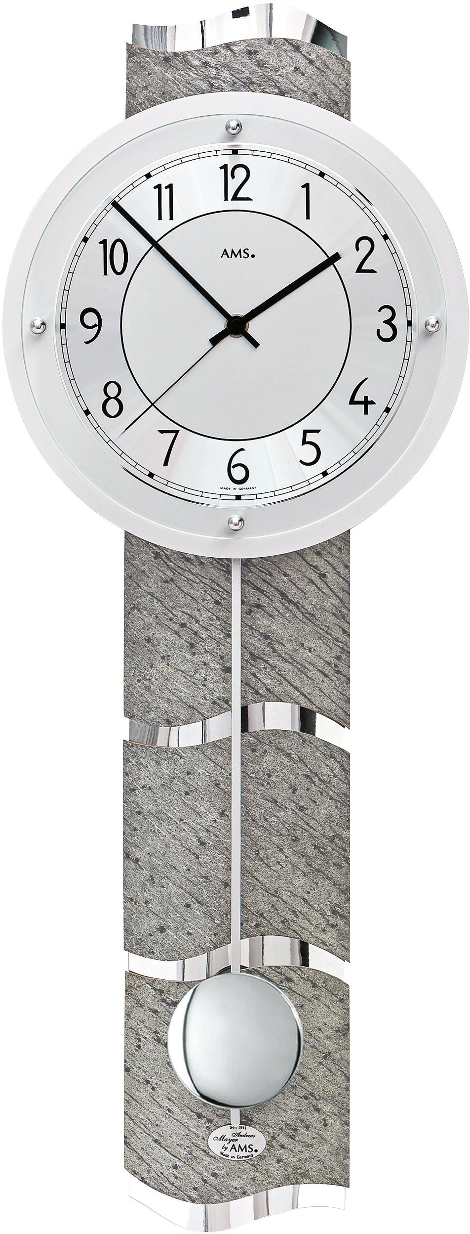 AMS Funk-Pendelwanduhr F5216 (Quarzuhr,Holzgehäuse,Esszimmer,Wohnzimmer,Made in Germany)