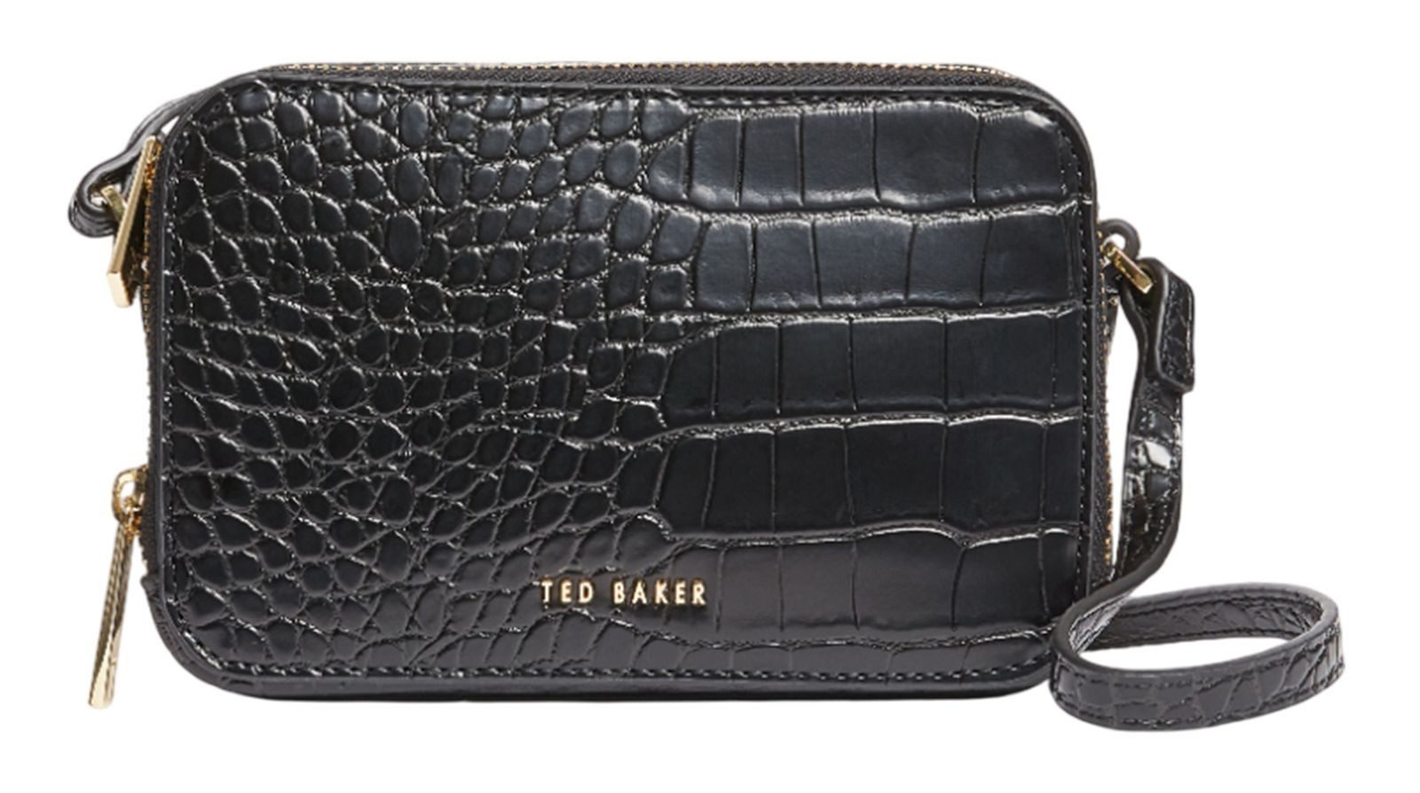 Umhängetasche Double Zip Croc Effect Mini Camera Bag