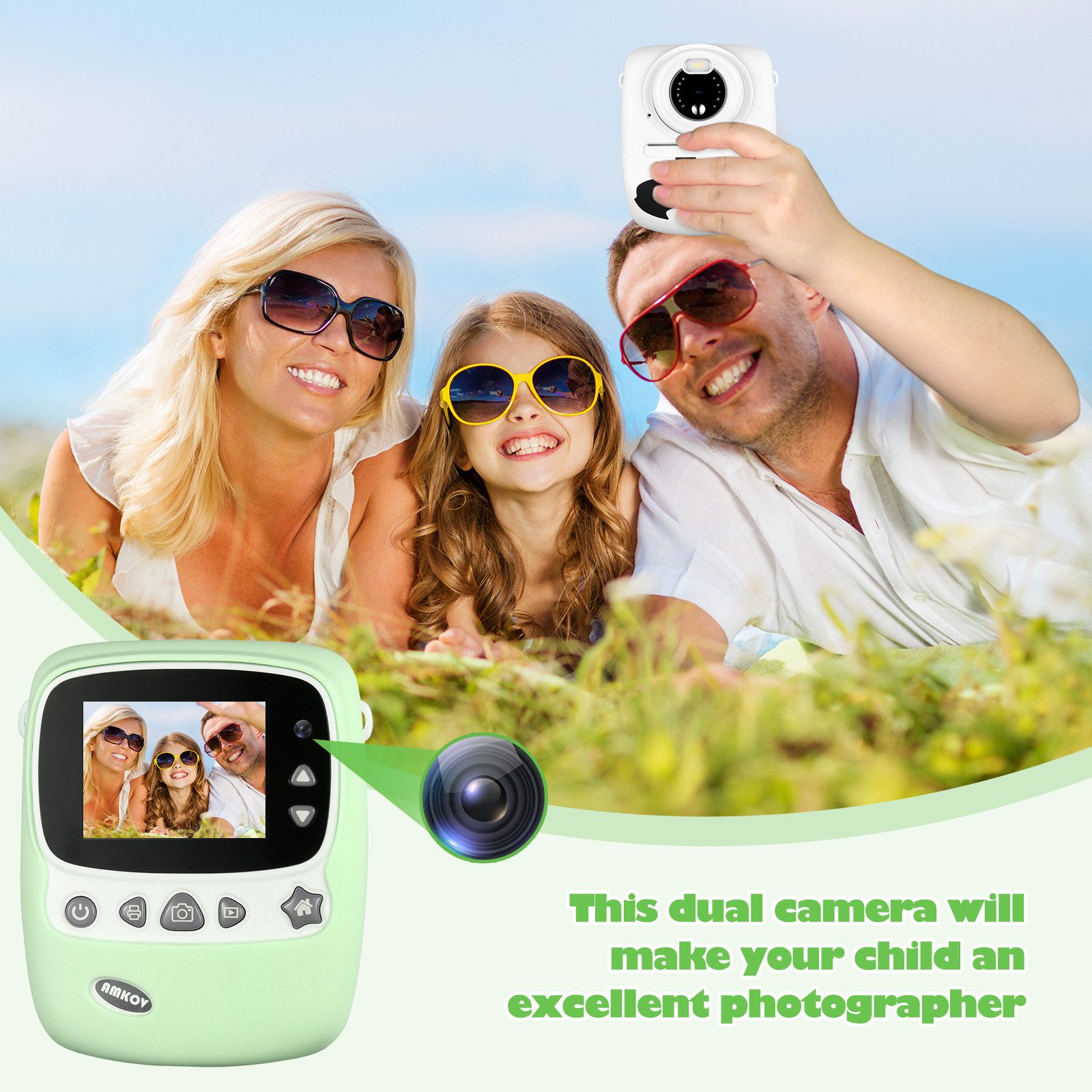 HT Kinderkamera mit 30 Megapixeln,1080P Full HD Selfie-Digitalkamera Kinderkamera (inkl. 2,4 Zoll Display und 32GB TF-Karte, ideal als Geschenk für Jungen und Mädche)