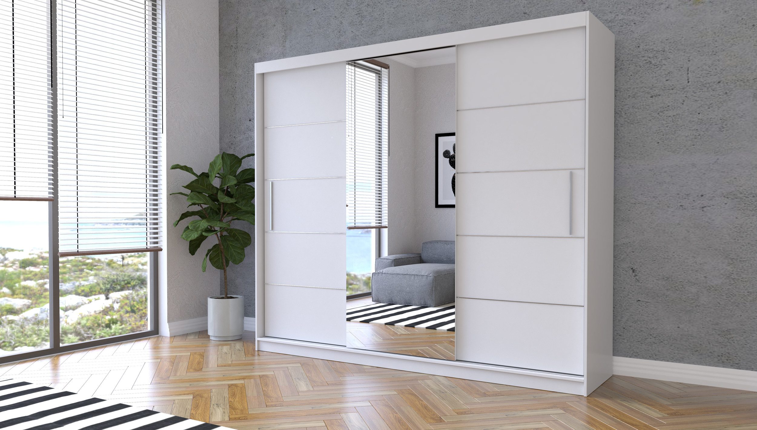 MOEBLO Kleiderschrank ELBA I (Schwebetürenschrank 2-türig günstig online kaufen