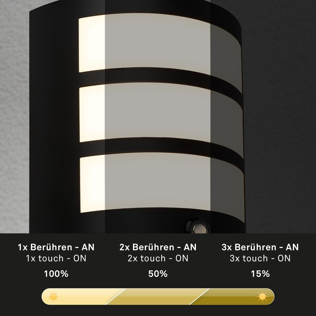Briloner Leuchten Wandleuchte 3793015, LED fest integriert, 2700K - Extra-Warmweiß, LED Wandleuchte ohne Stromanschluss 18x15x7 cm Schwarz 5,8W Hauswand