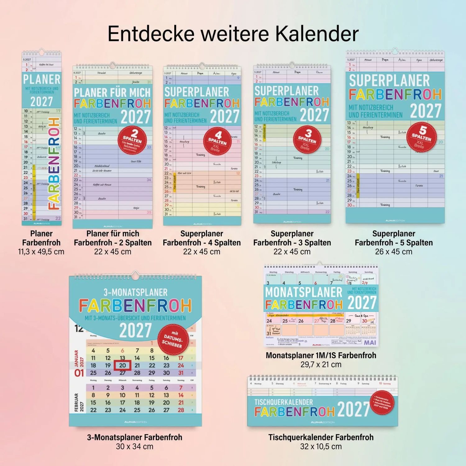 Wandkalender Superplaner Farbenfroh - 4 Spalten 2027 – Bild 5 von 5