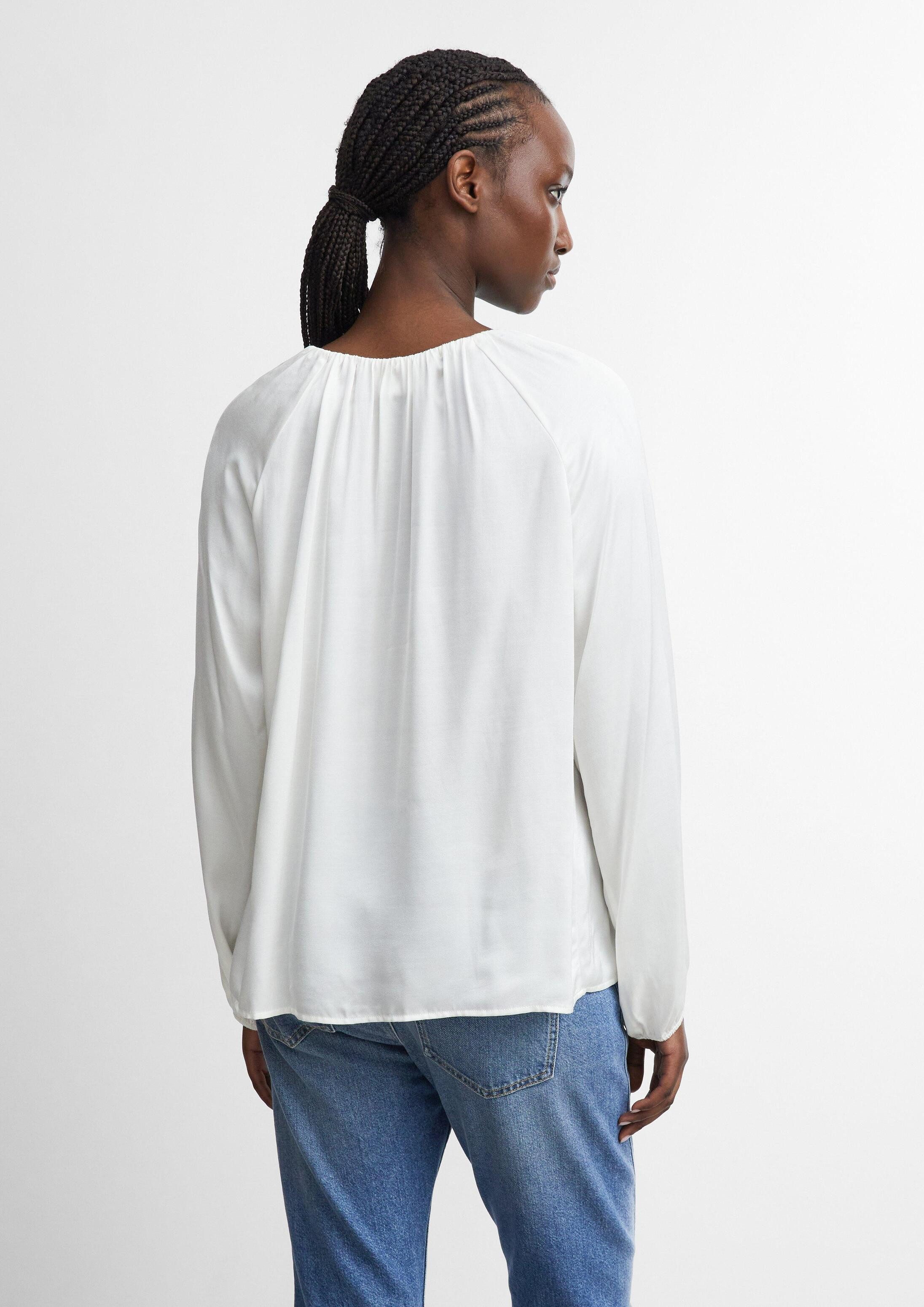 comma Langarmbluse Bluse Satinbluse mit Raffung