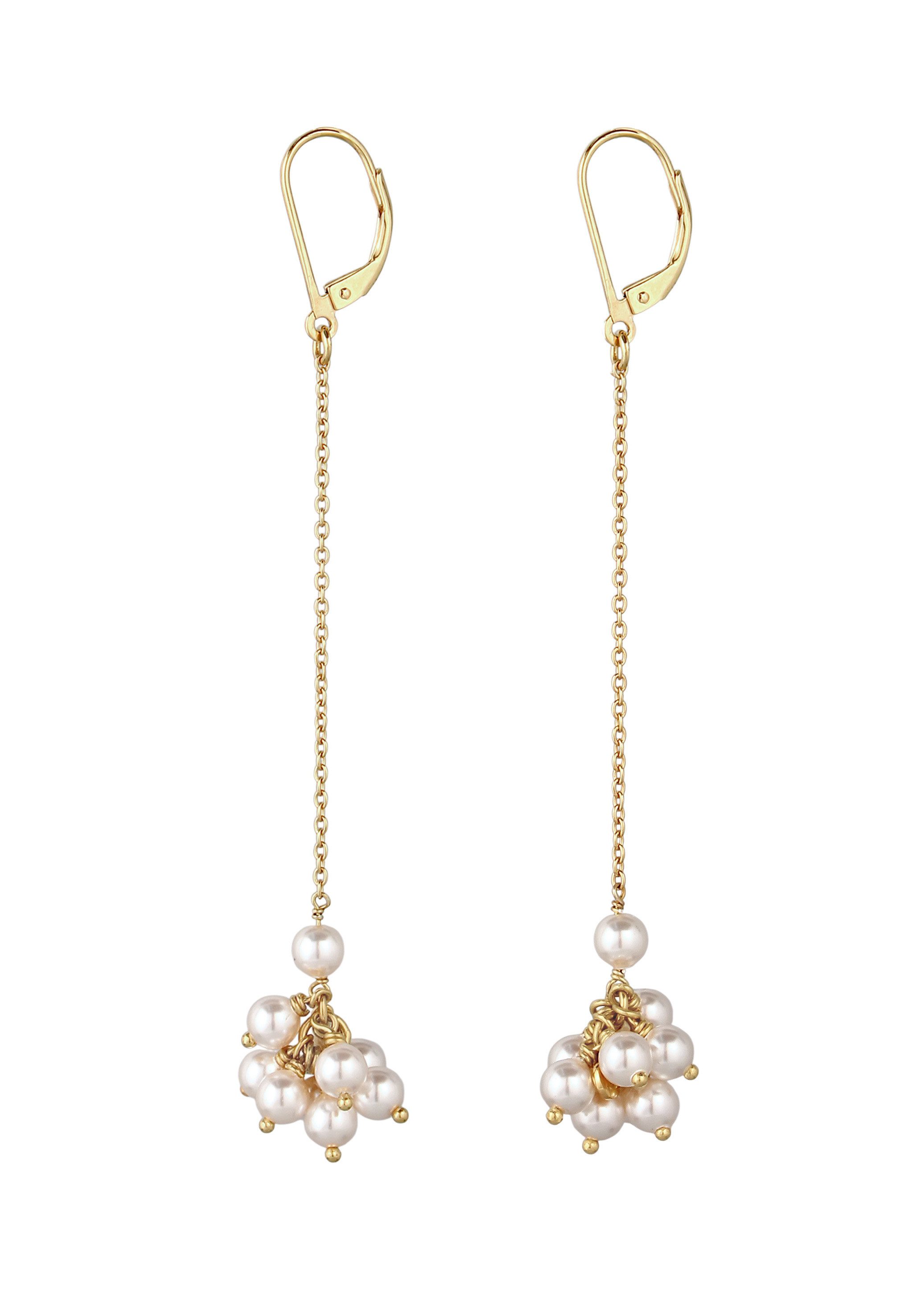Elli Perlenohrringe Ohrhänger mit Perlen von Swarovski® Weiß 925 Sterling Silber vergoldet
