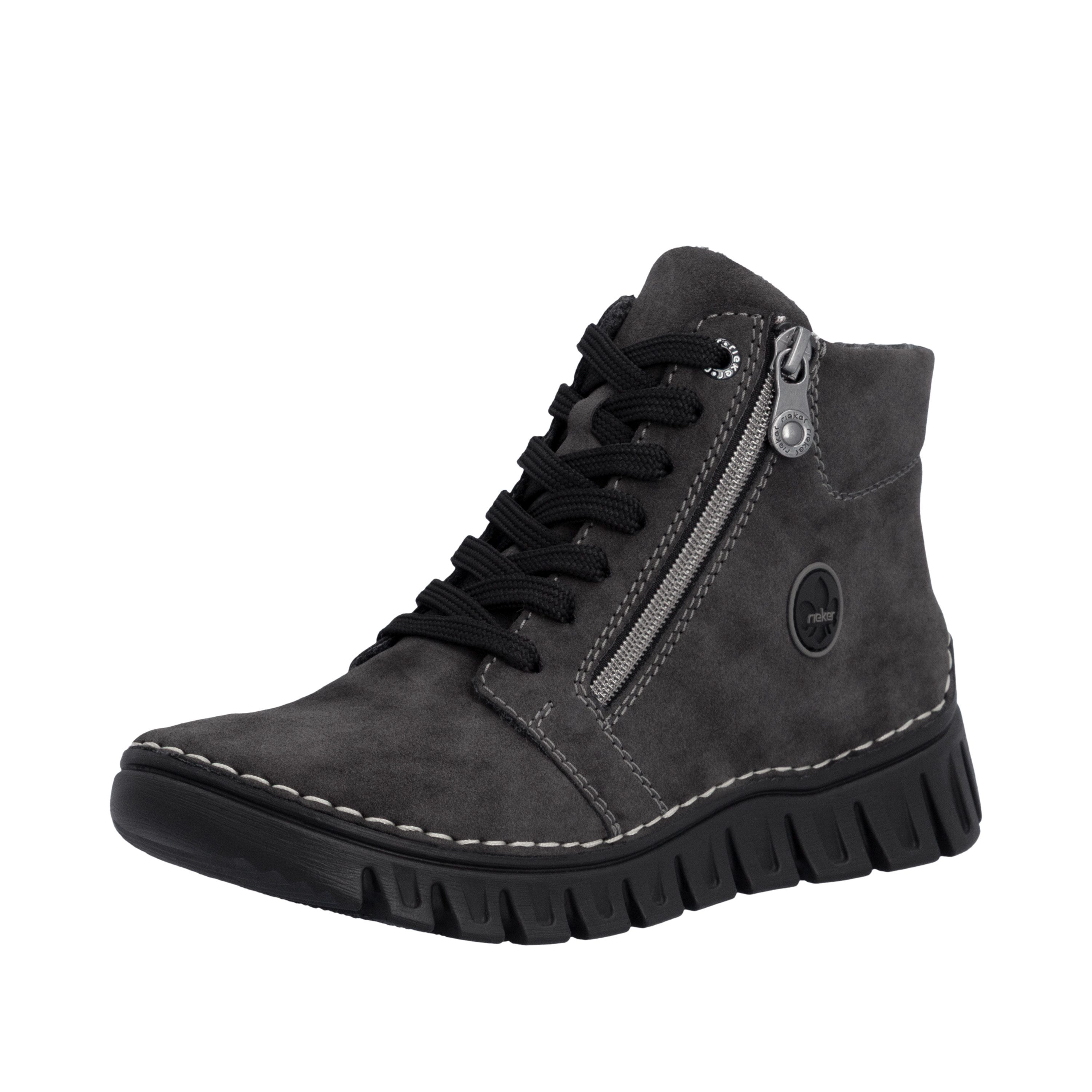 Rieker Schnürboots Casual-Boots, Stiefelette mit beidseitigen Reißverschlüssen