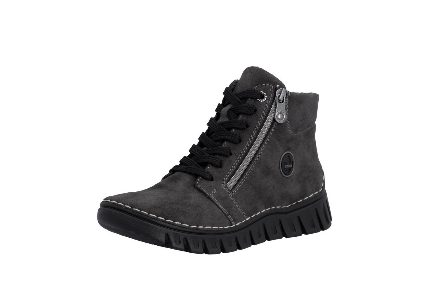 Rieker Schnürboots Casual-Boots, Stiefelette mit beidseitigen Reißverschlüssen