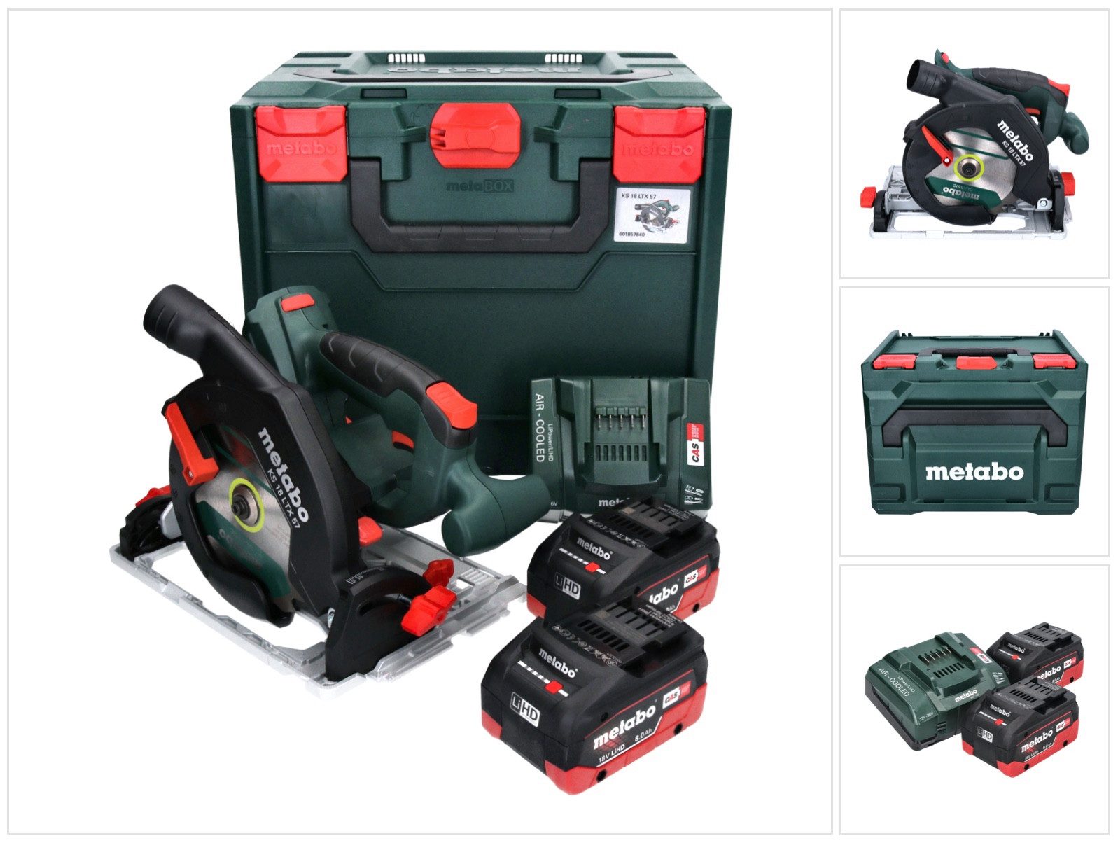 metabo Akku-Handkreissäge KS 18 LTX 57 18 V 165 mm + 2x Akku 8,0 Ah + Ladegerät